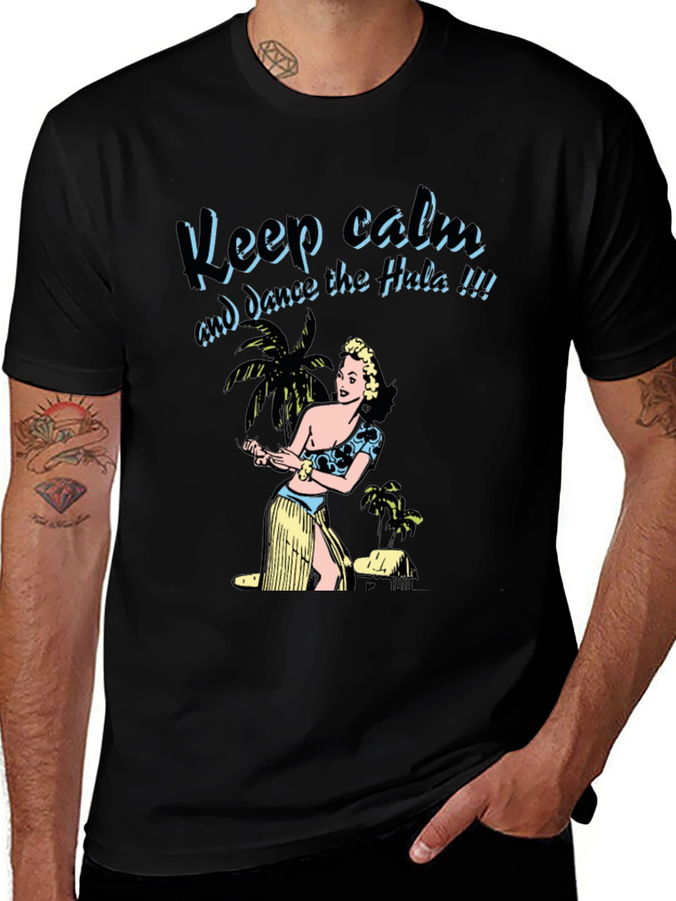 Keep Calm Dance the Hula Black Graphic Tee