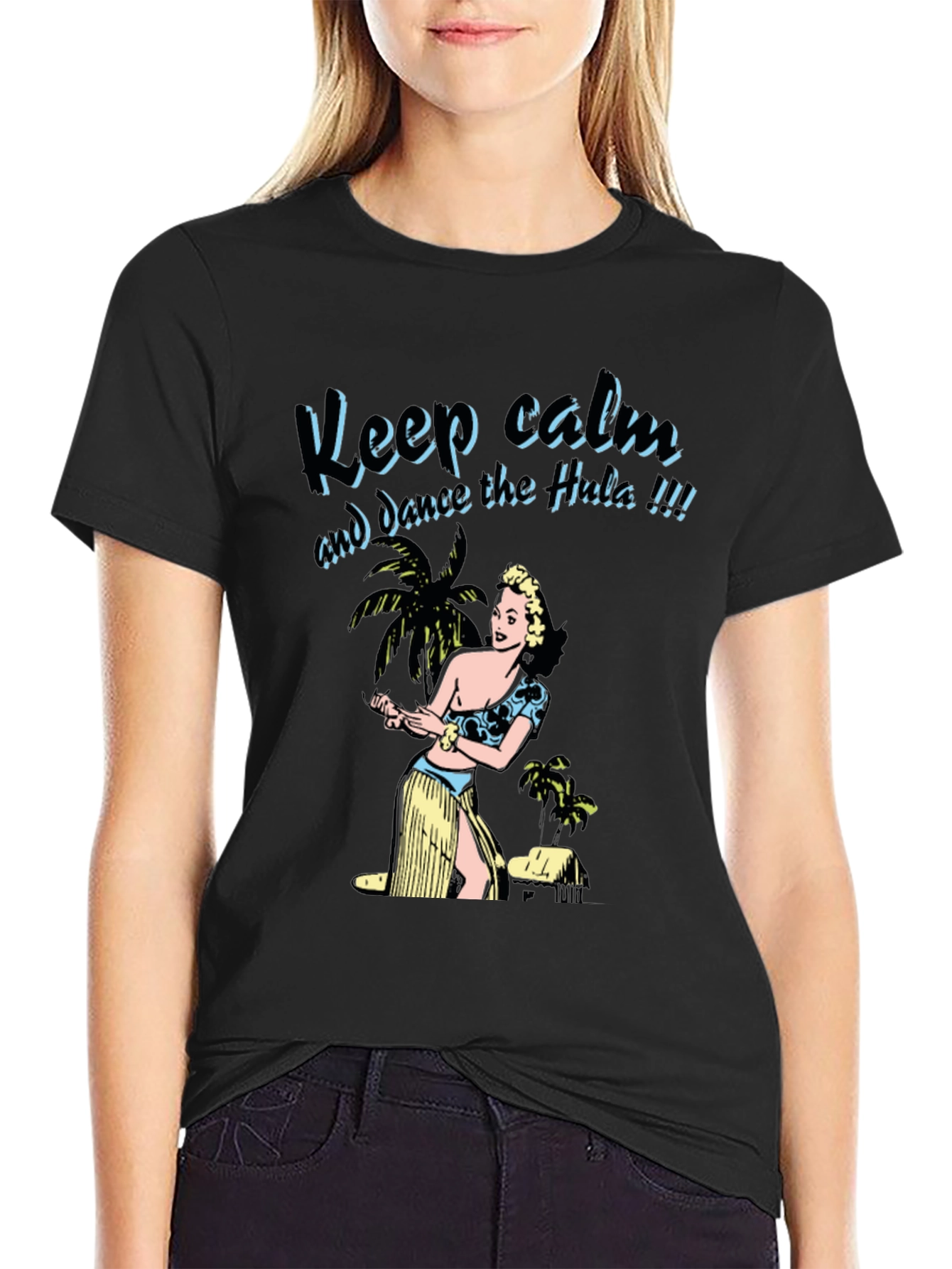 Keep Calm Dance the Hula Black Graphic Tee