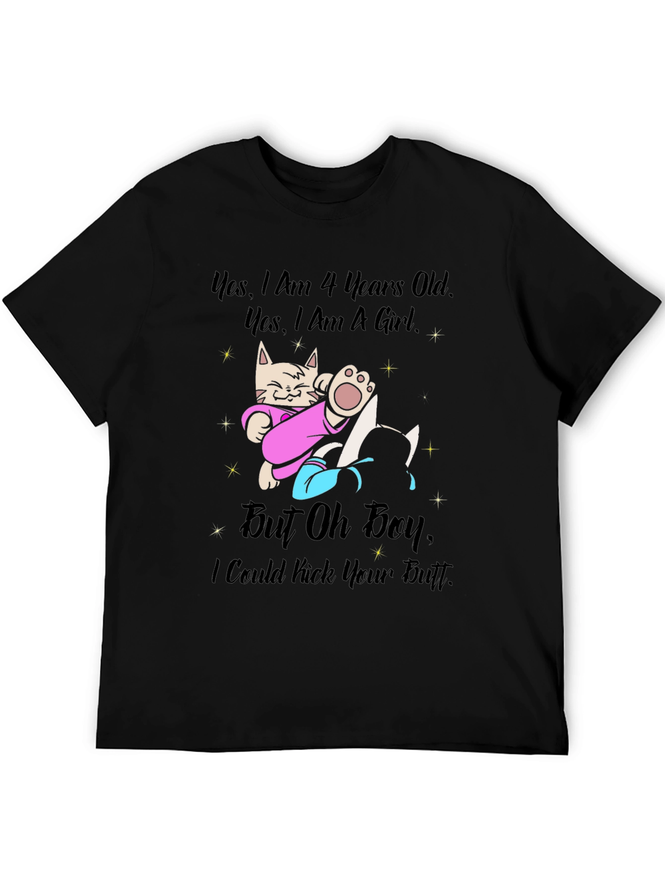 Funny Cat 4th Birthday Girl T-Shirt