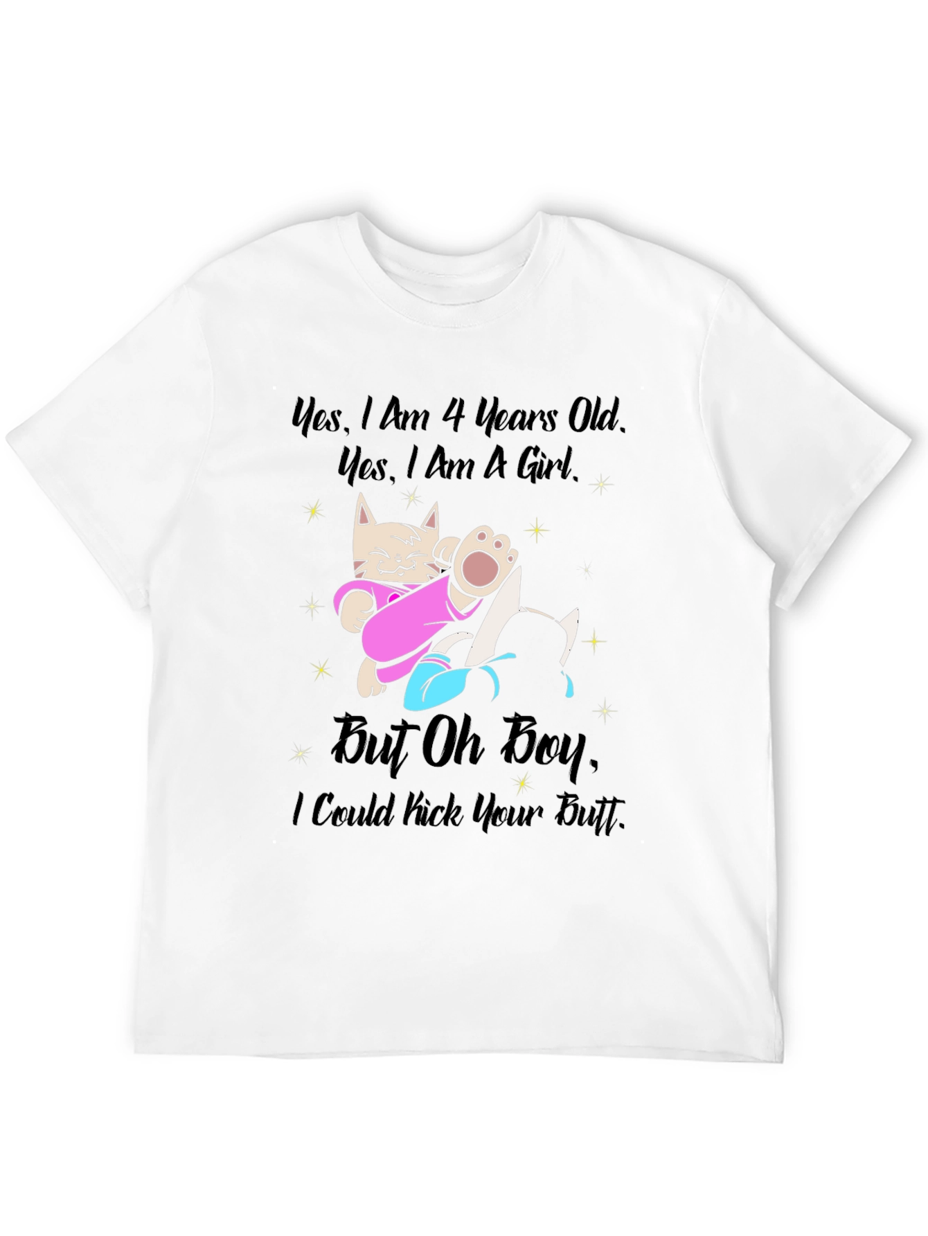 Funny Cat 4th Birthday Girl T-Shirt