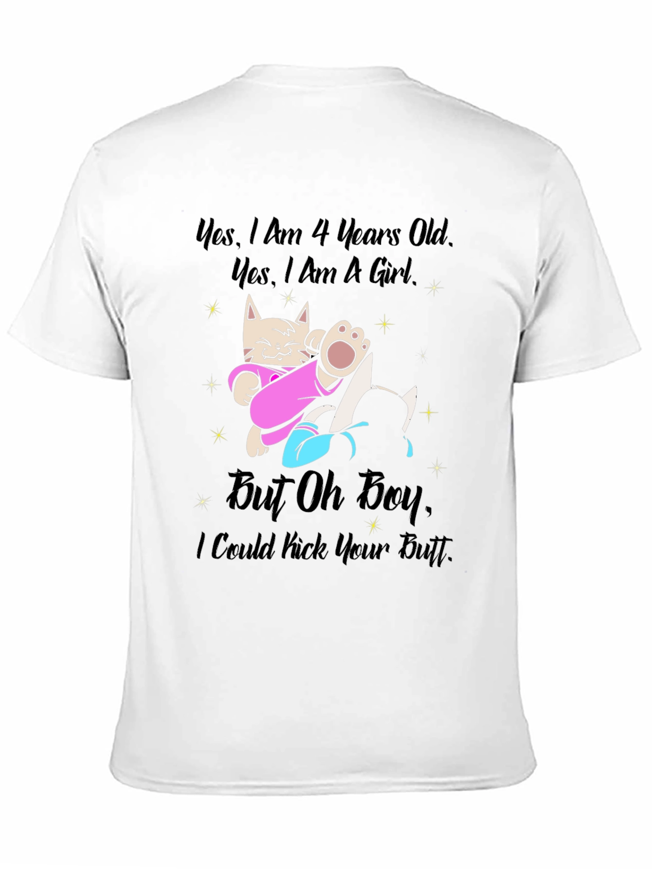Funny Cat 4th Birthday Girl T-Shirt