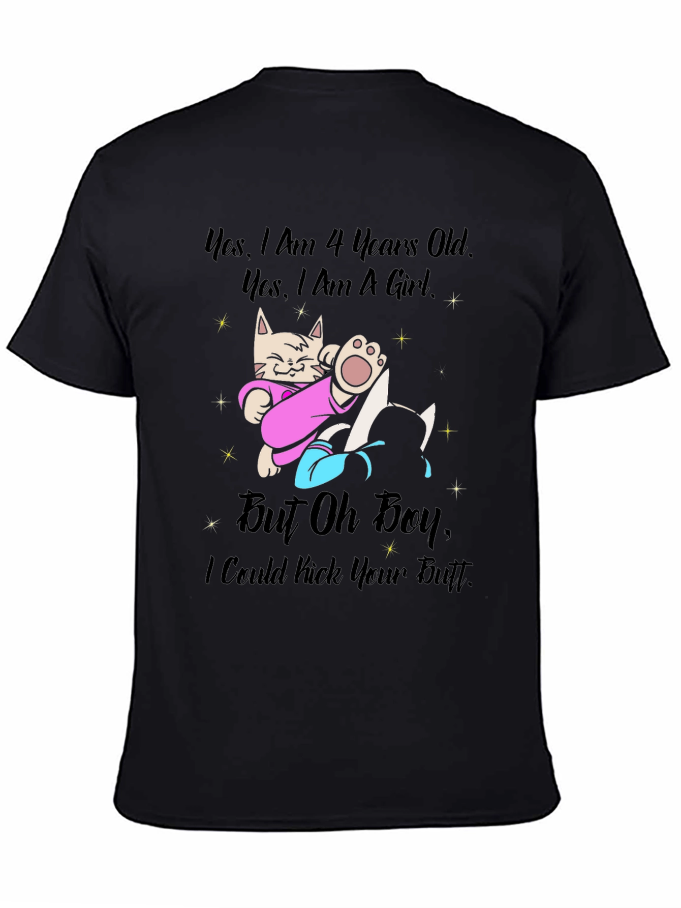 Funny Cat 4th Birthday Girl T-Shirt