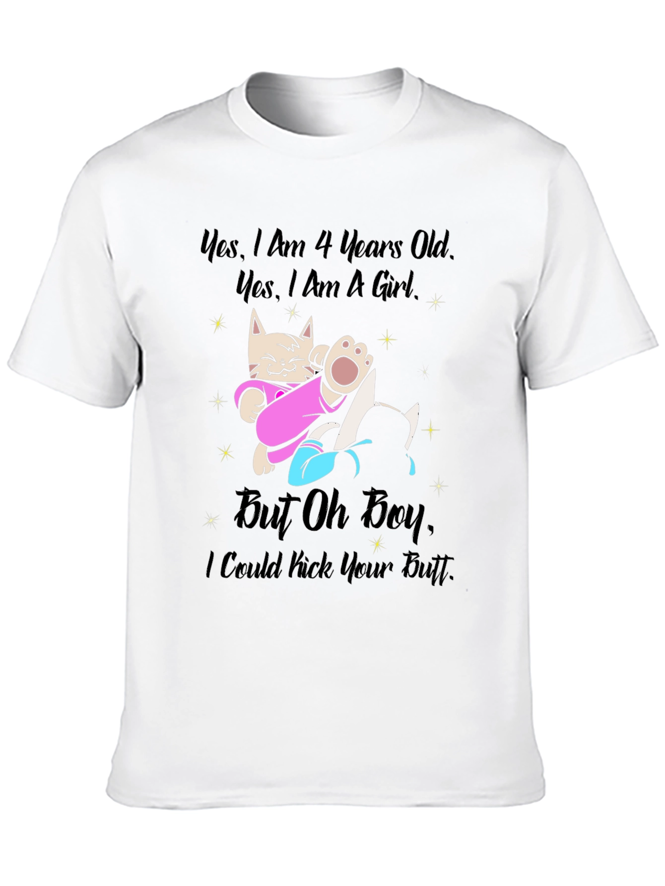 Funny Cat 4th Birthday Girl T-Shirt