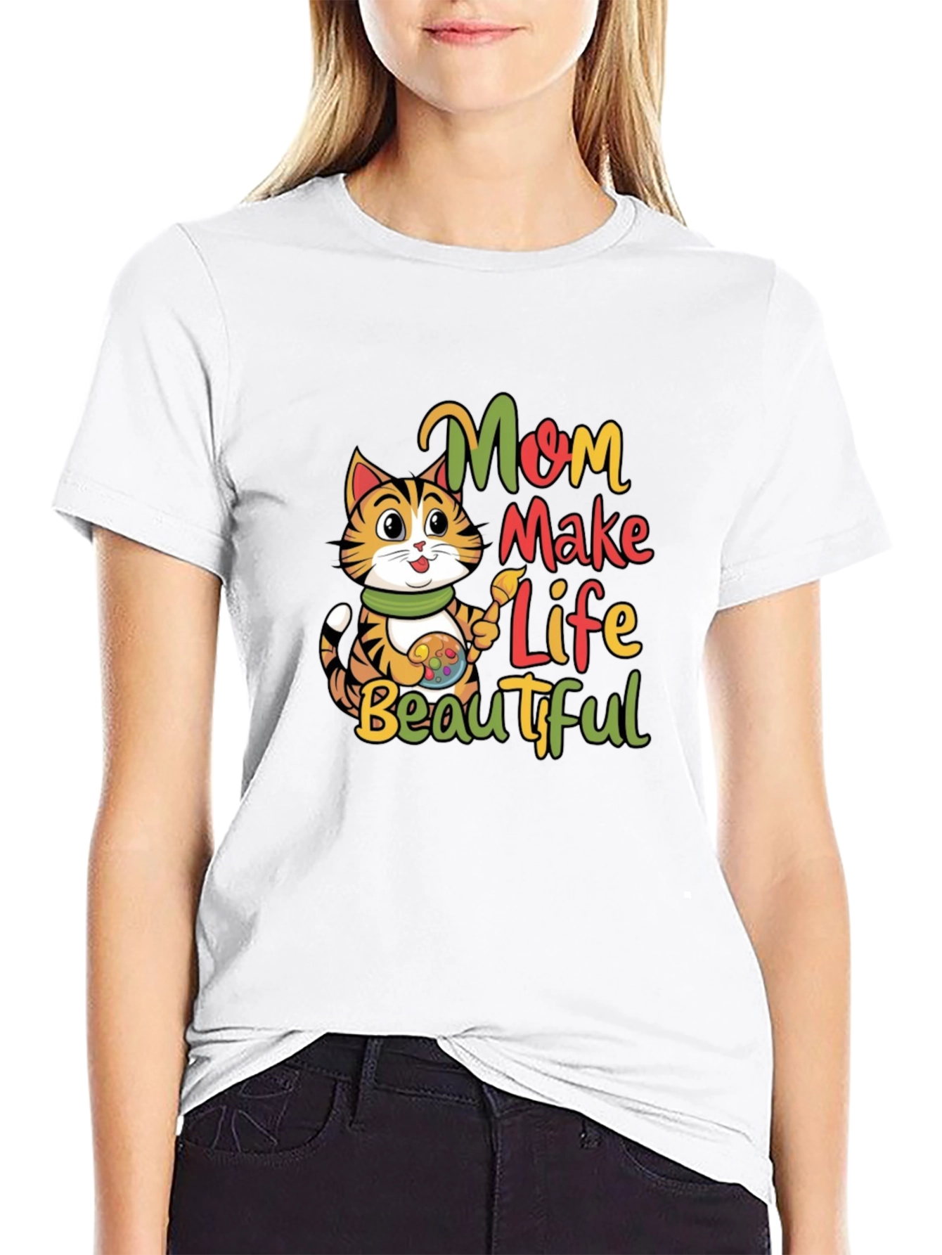 Mom Make Life Beautiful Cat T-Shirt