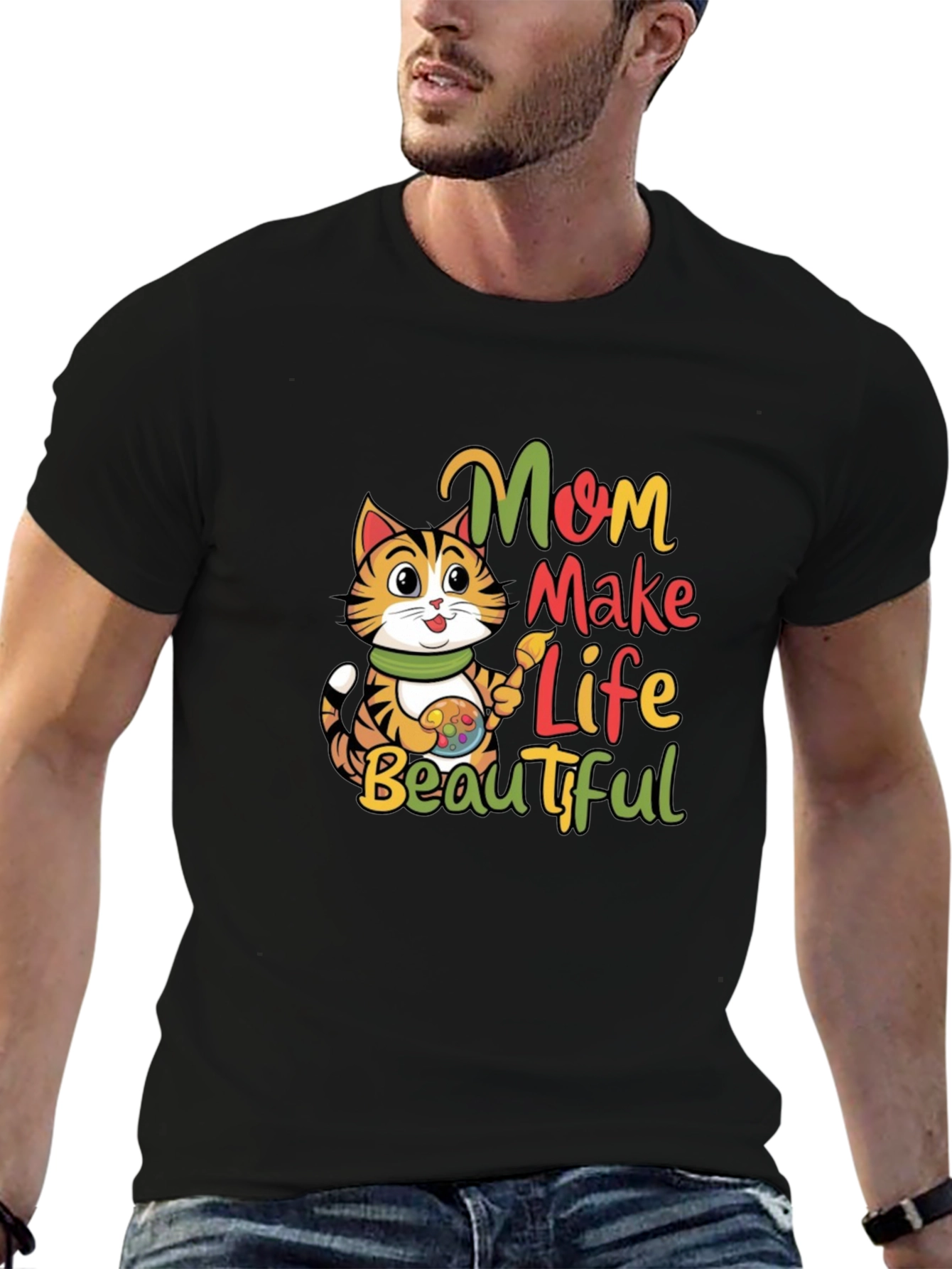 Mom Make Life Beautiful Cat T-Shirt