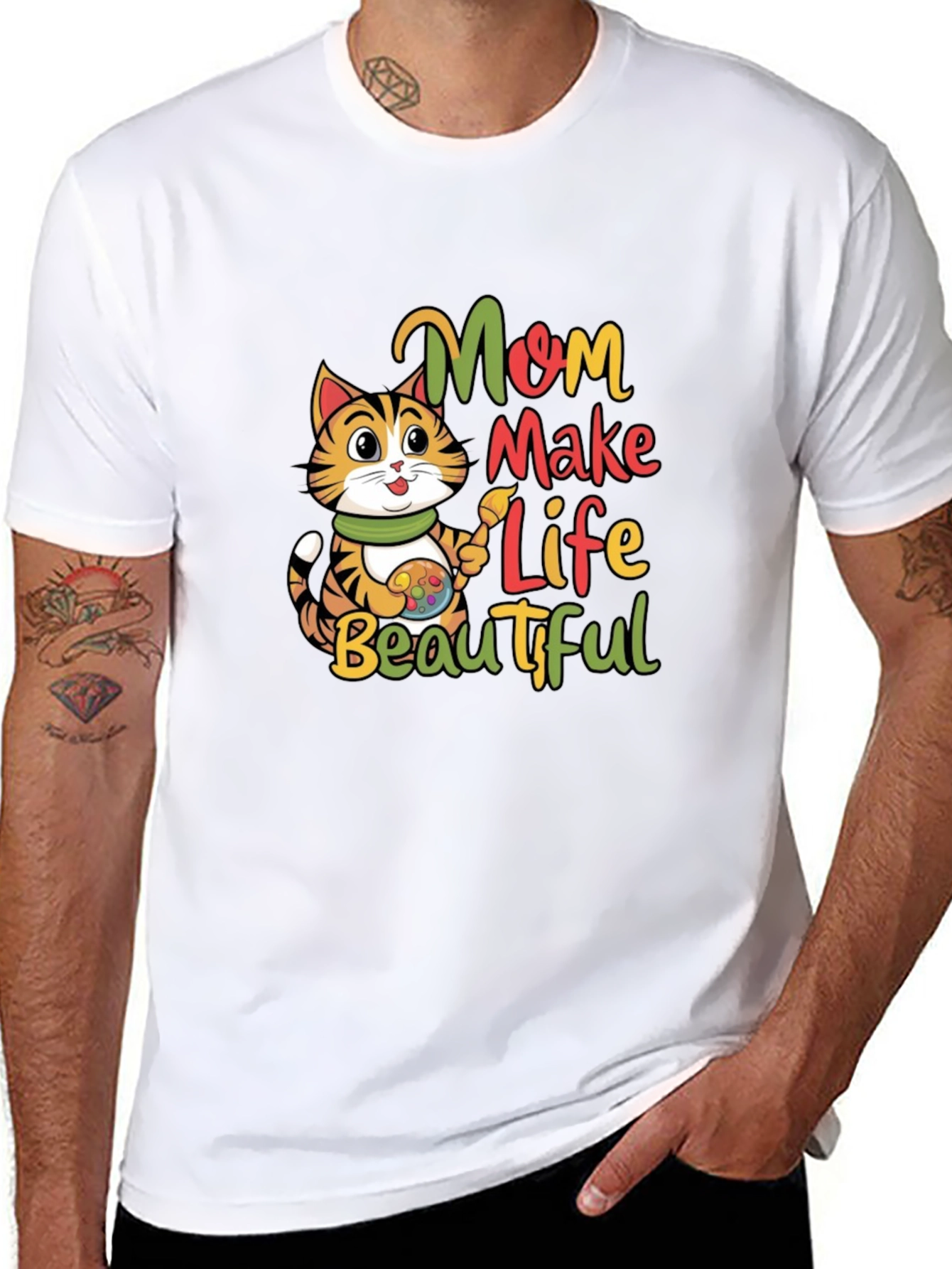 Mom Make Life Beautiful Cat T-Shirt