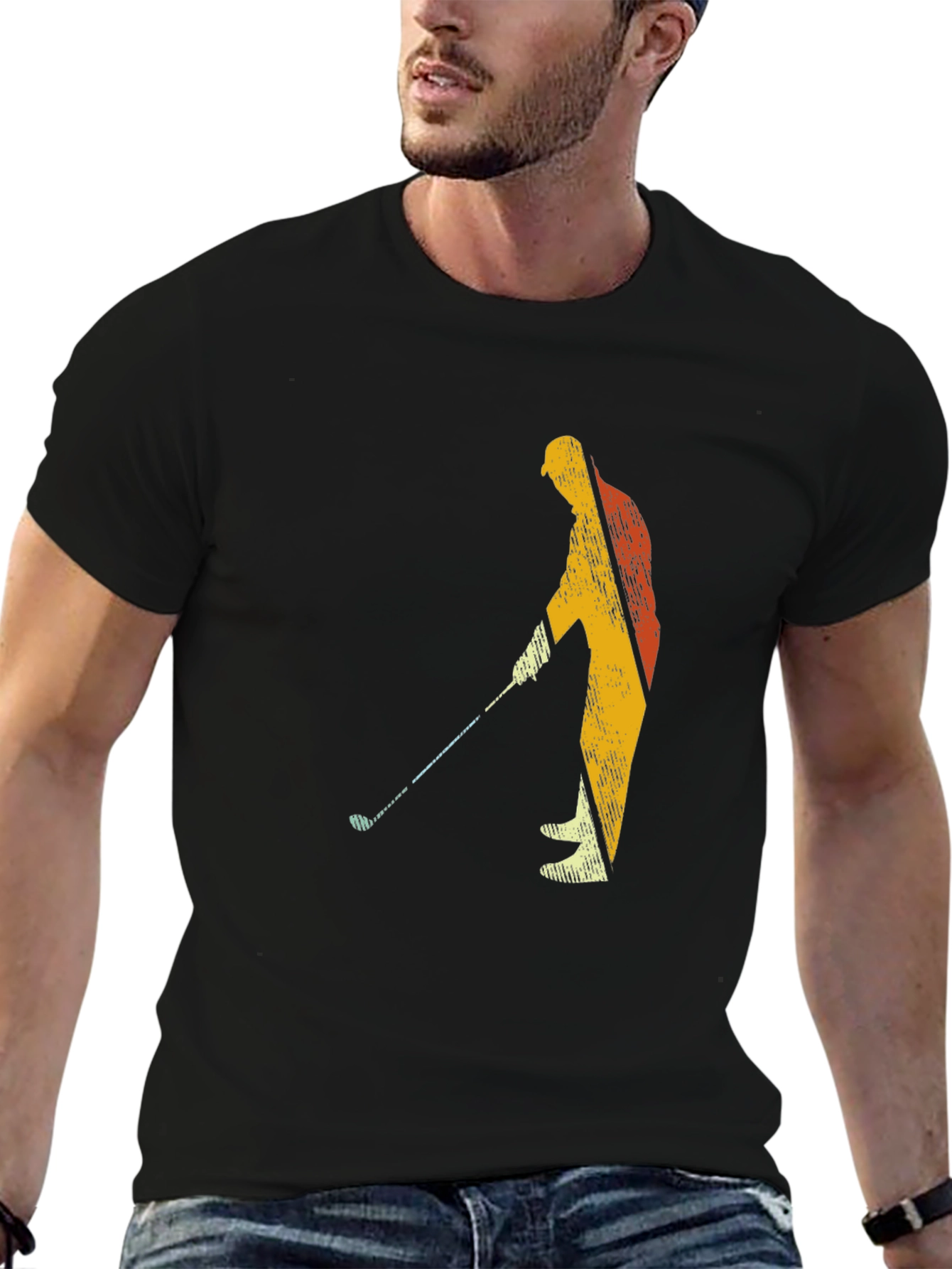 Golfing Silhouette Graphic Tee - Black
