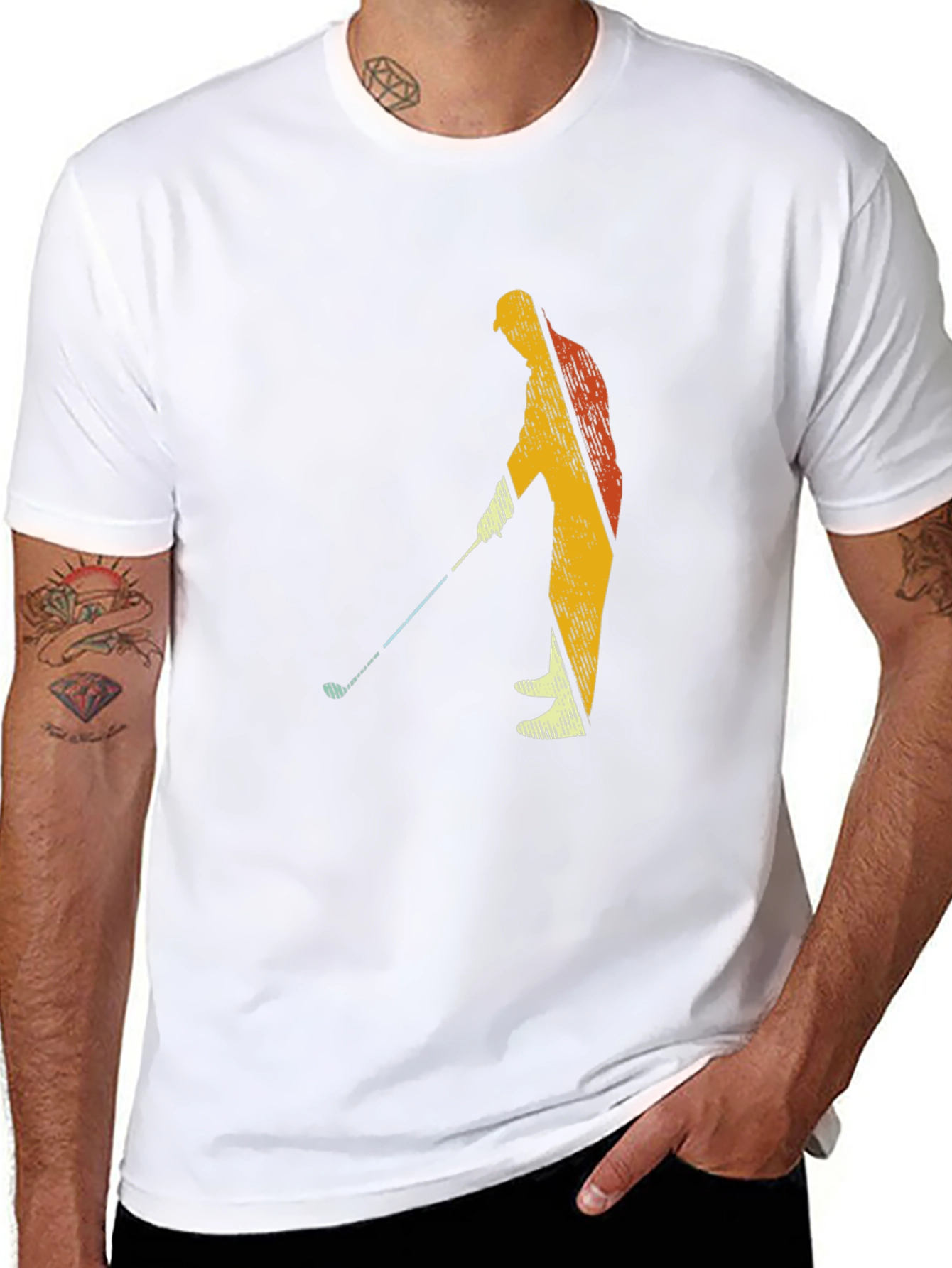 Golfing Silhouette Graphic Tee - Black