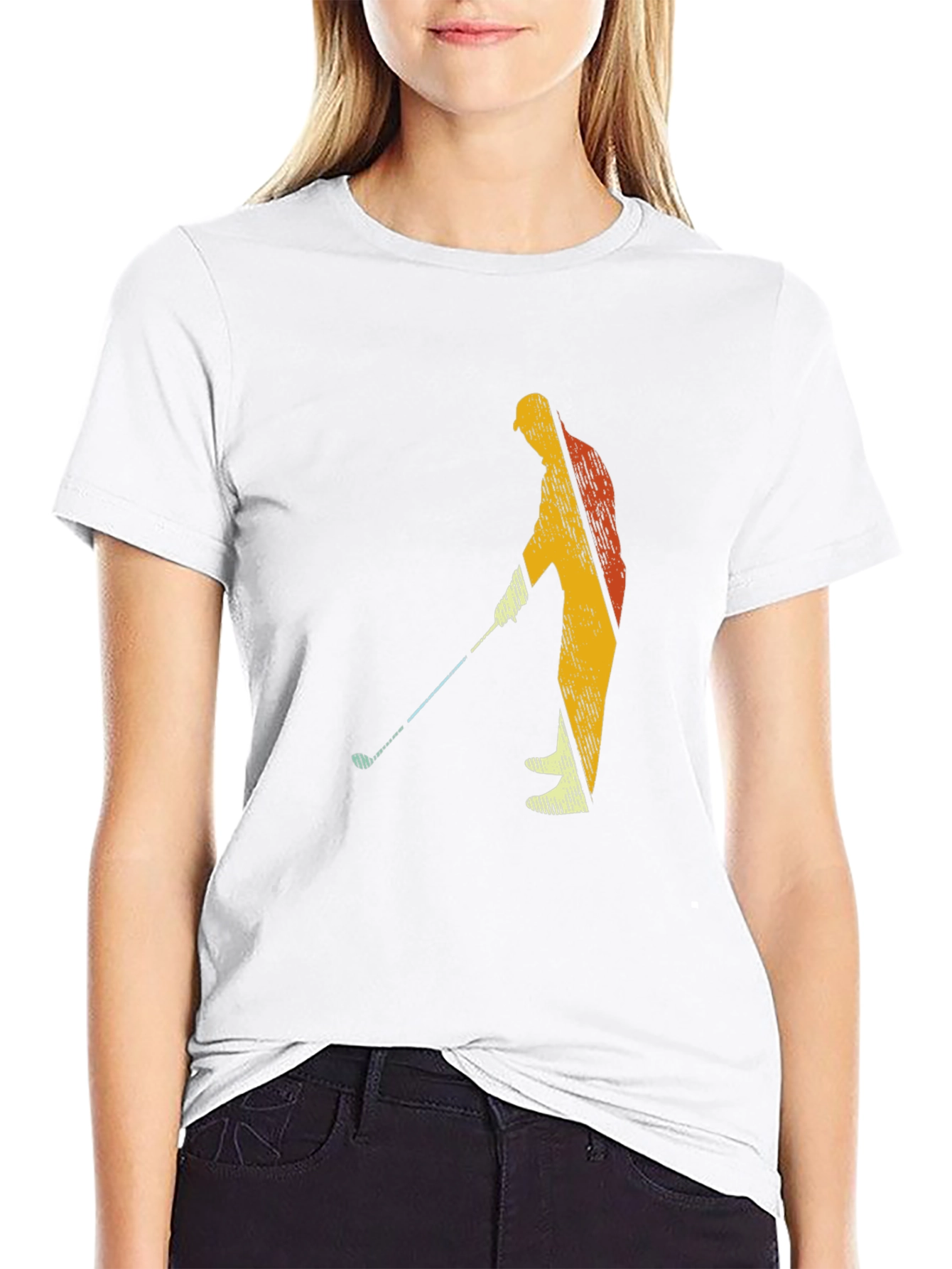 Golfing Silhouette Graphic Tee - Black