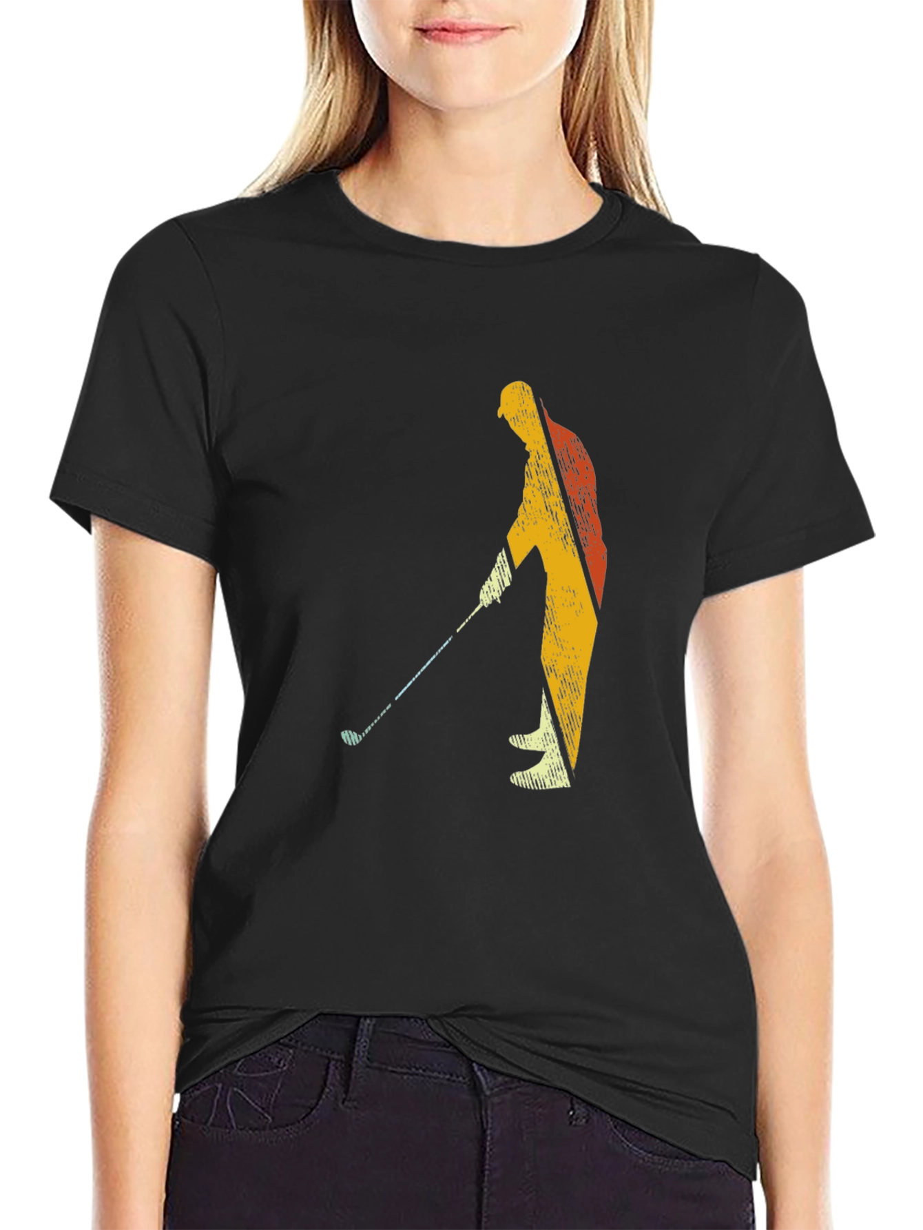 Golfing Silhouette Graphic Tee - Black