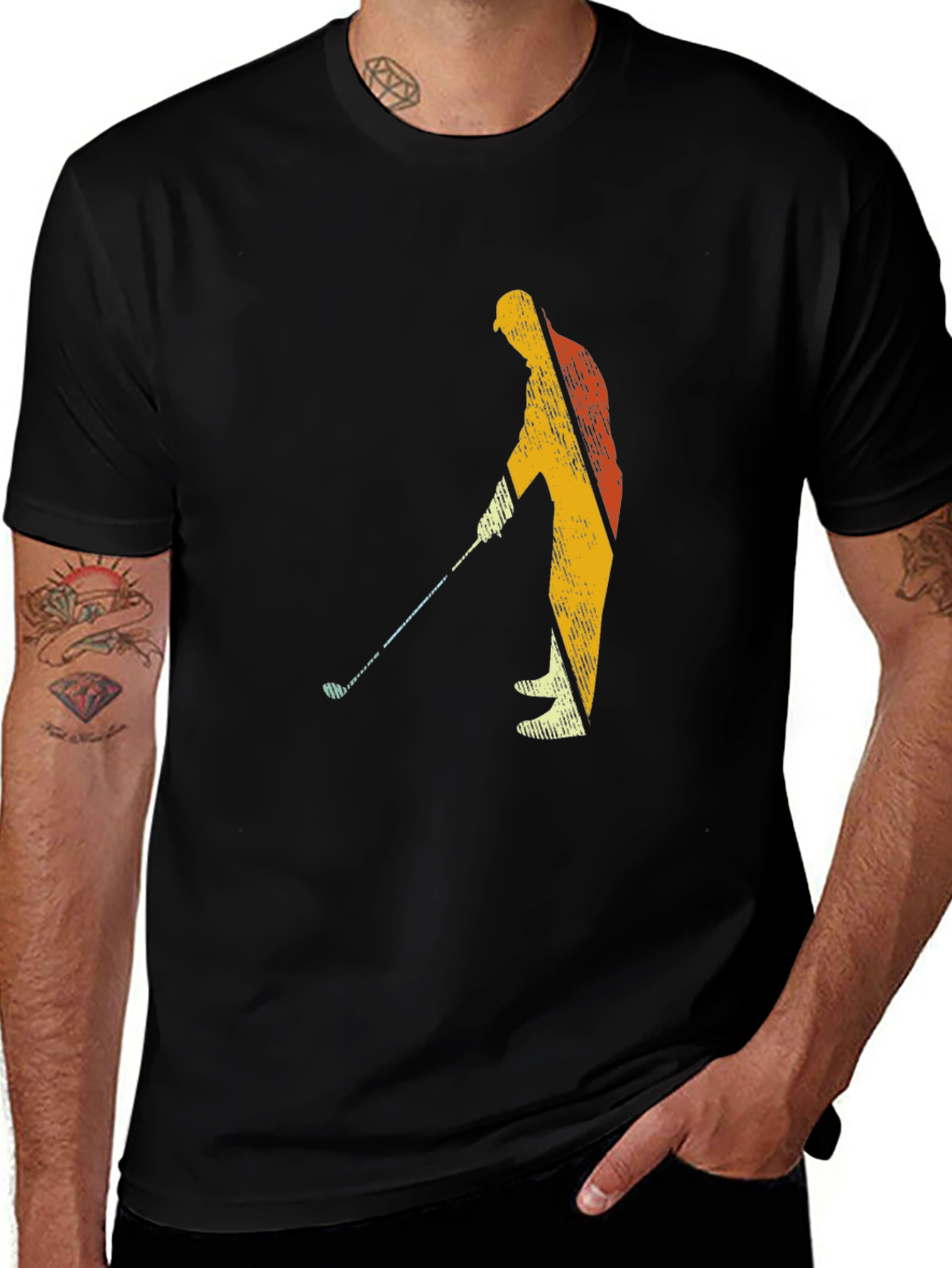 Golfing Silhouette Graphic Tee - Black