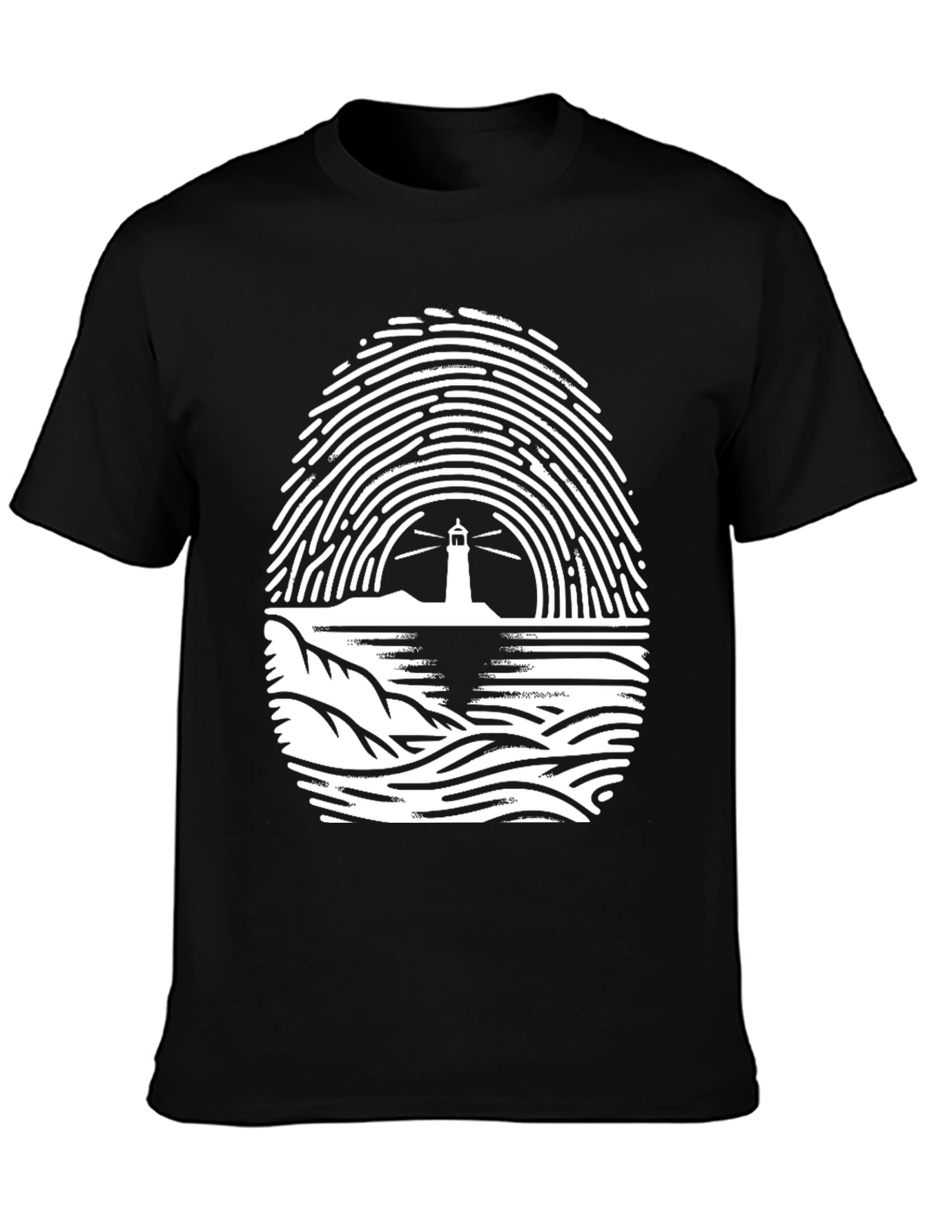 Lighthouse Fingerprint Graphic Tee - Black