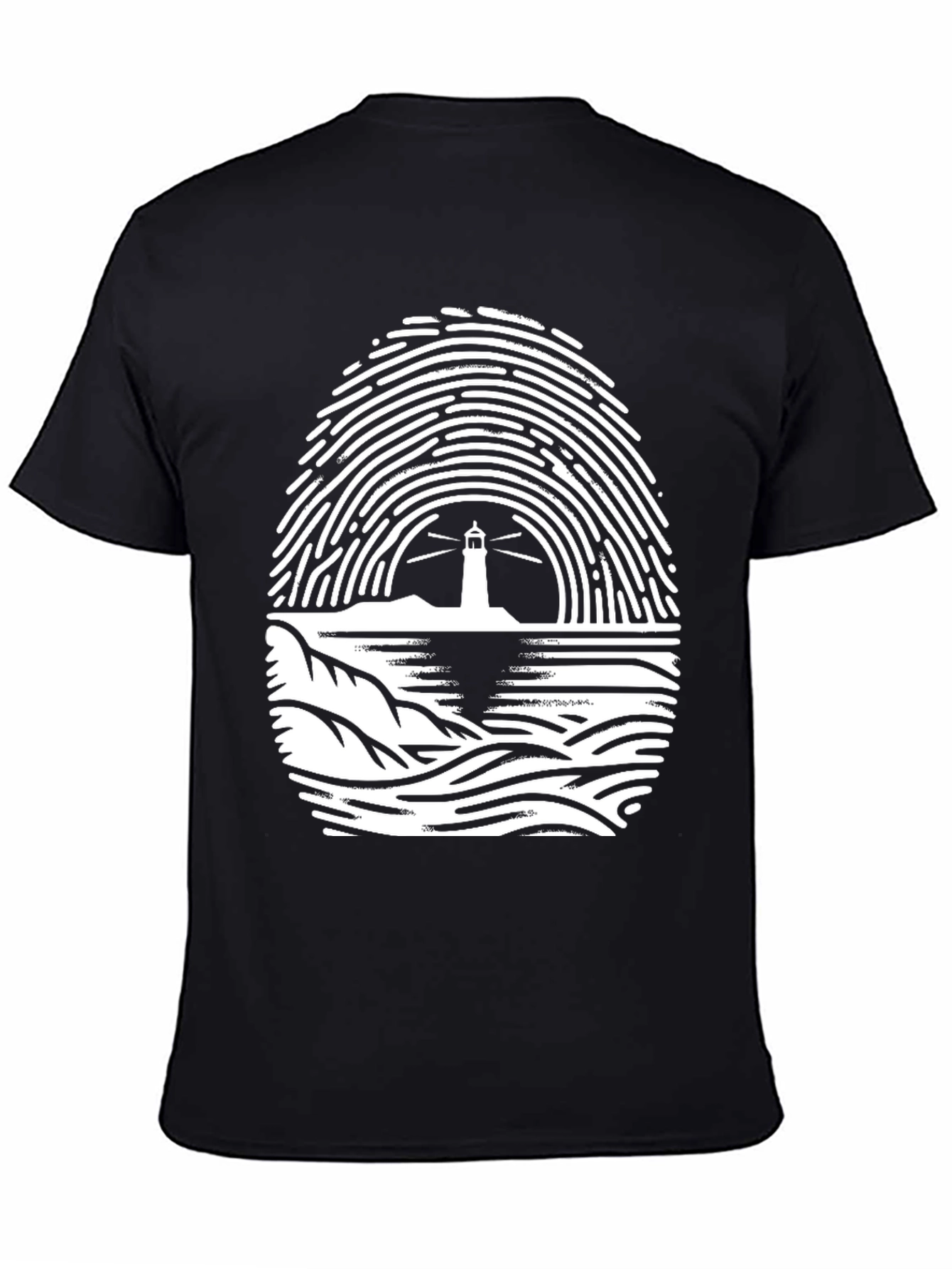 Lighthouse Fingerprint Graphic Tee - Black