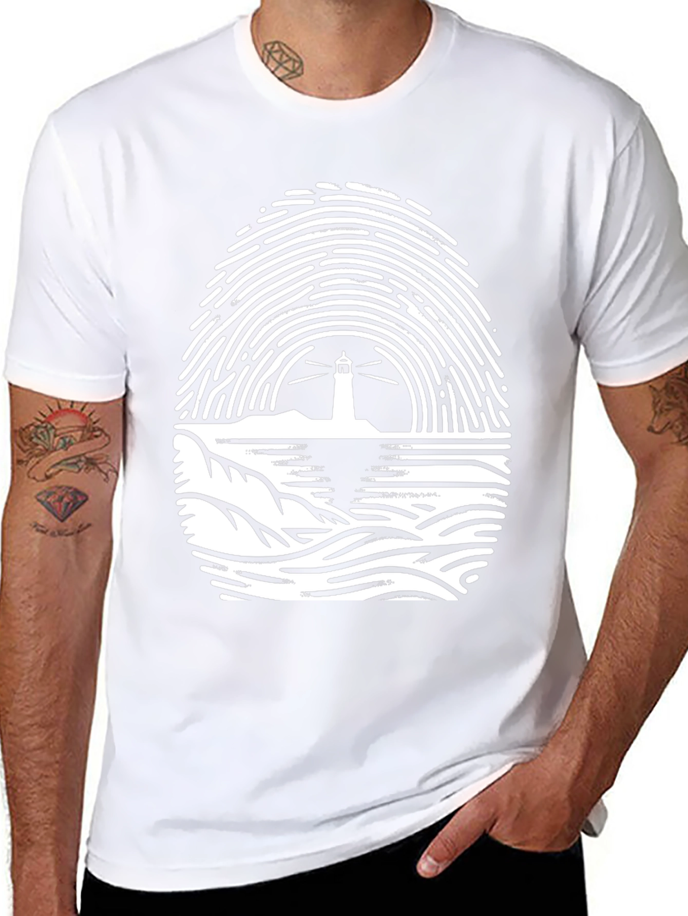 Lighthouse Fingerprint Graphic Tee - Black