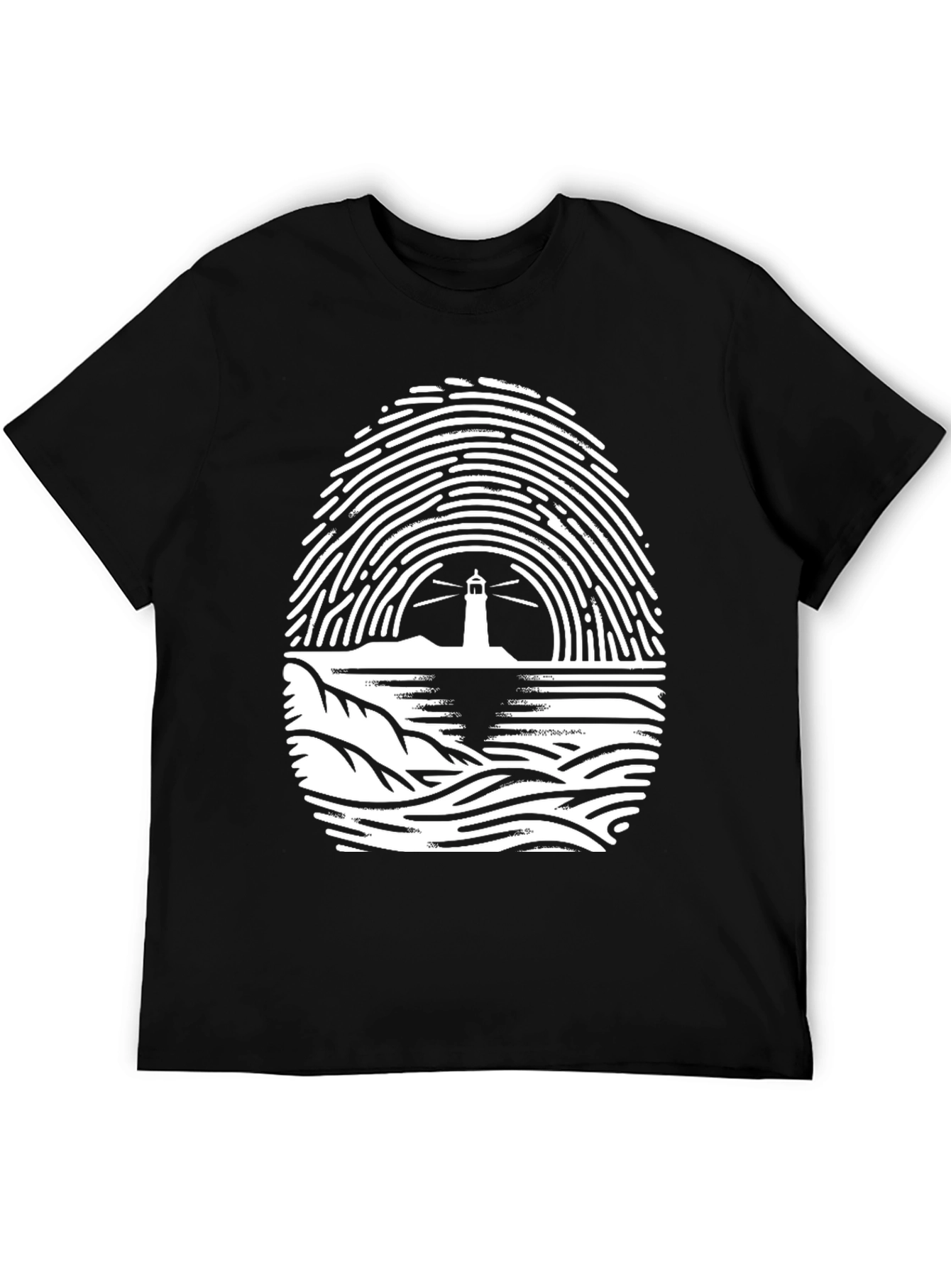 Lighthouse Fingerprint Graphic Tee - Black