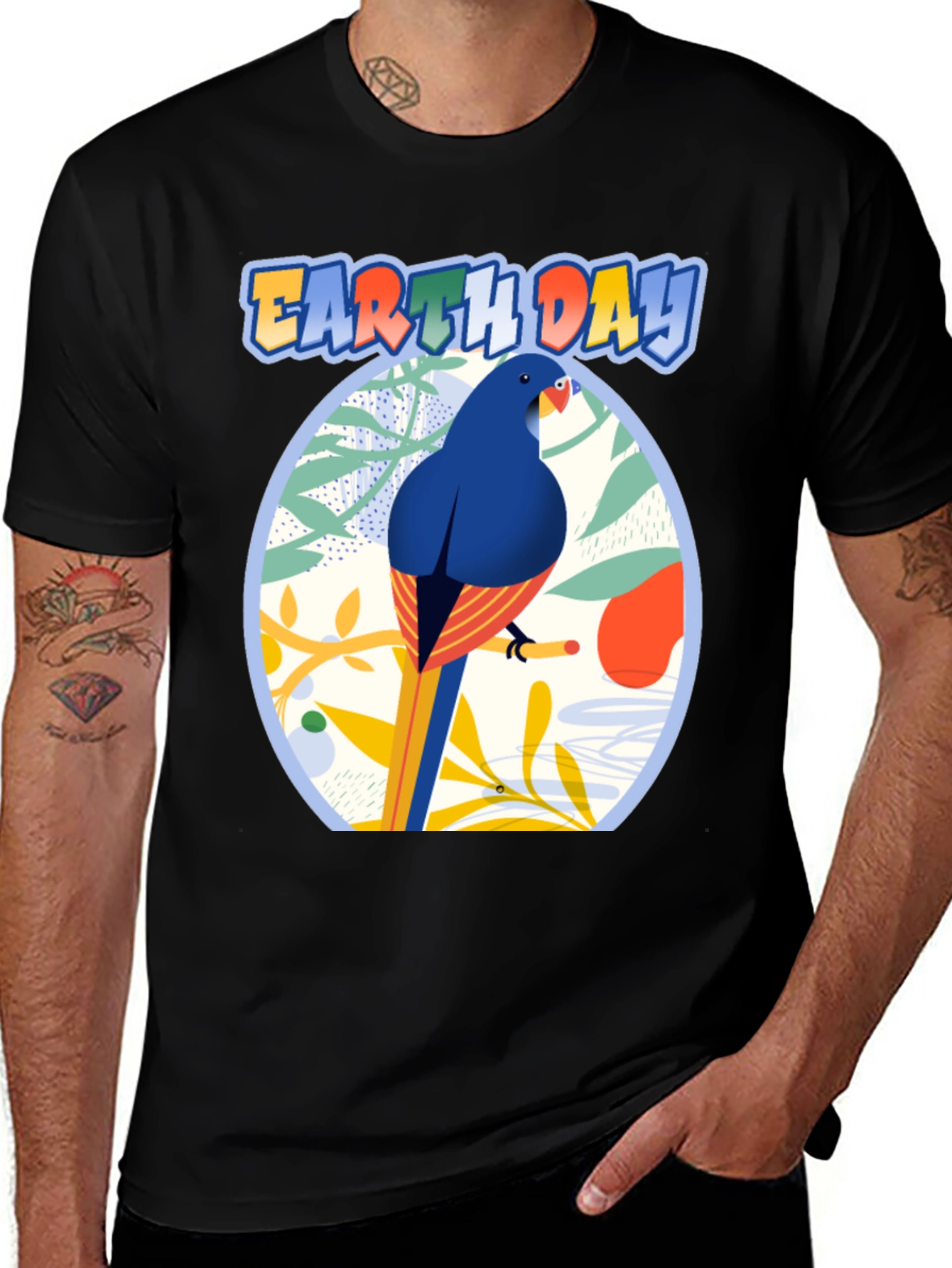 Earth Day T-shirt with Bird and Nature Design