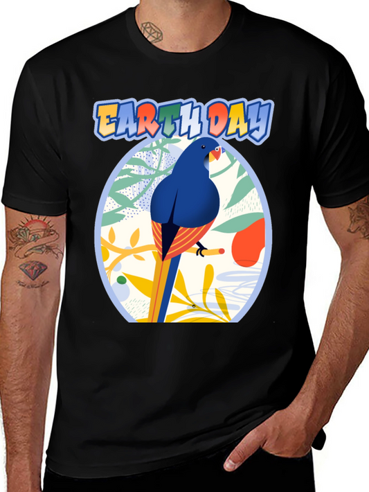 Earth Day T-shirt with Bird and Nature Design