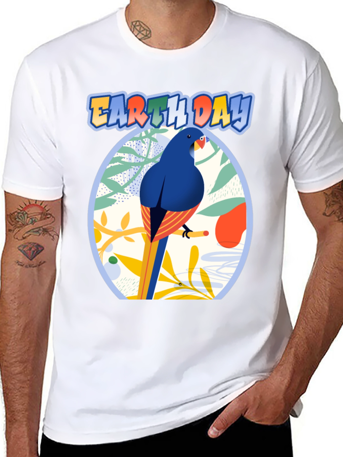 Earth Day T-shirt with Bird and Nature Design
