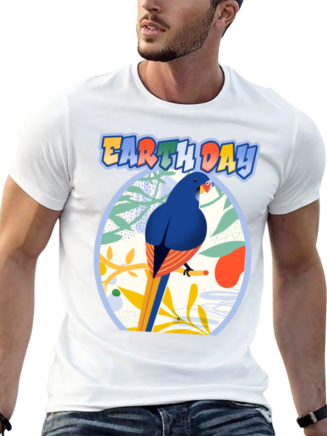 Earth Day T-shirt with Bird and Nature Design