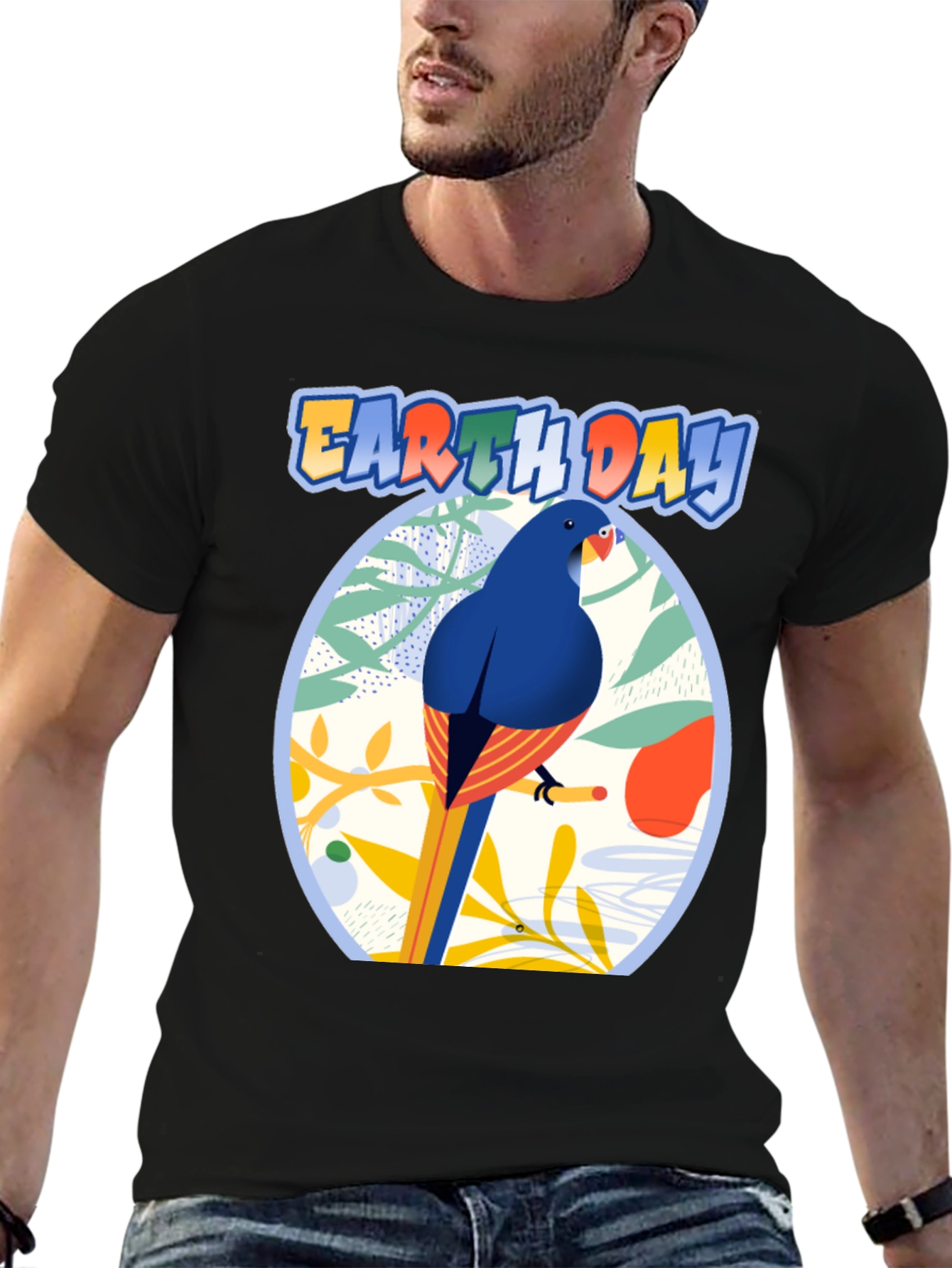 Earth Day T-shirt with Bird and Nature Design