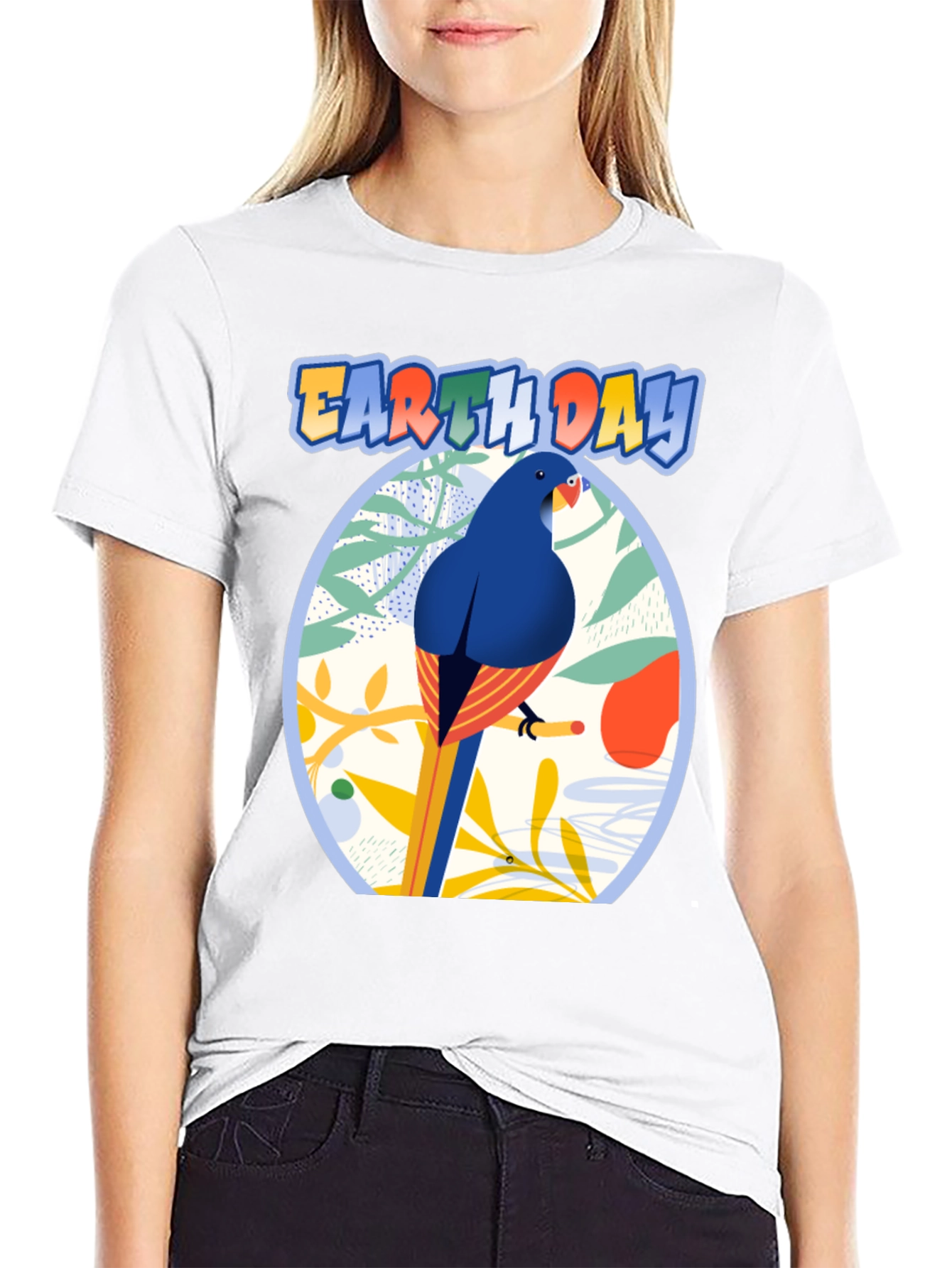 Earth Day T-shirt with Bird and Nature Design