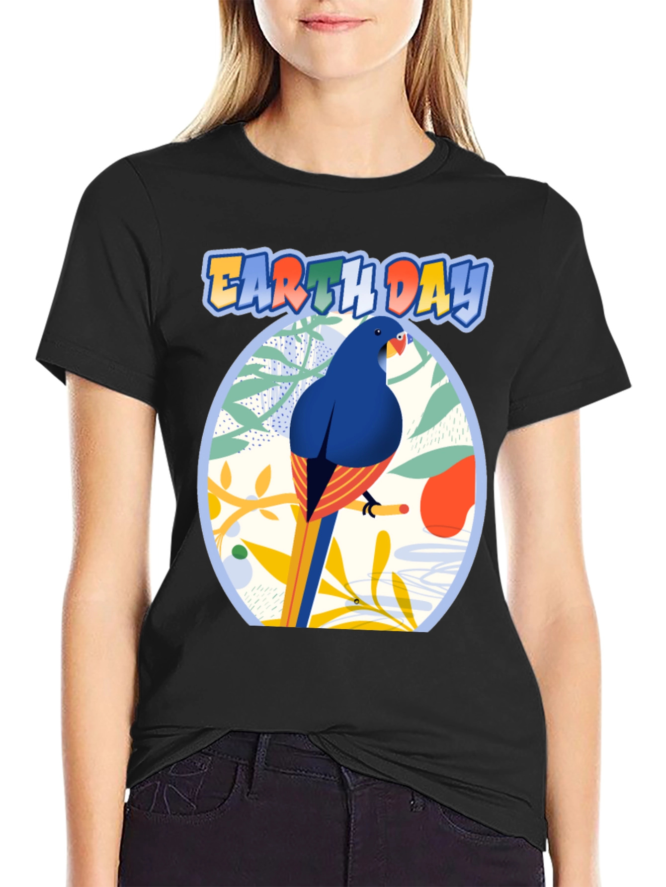 Earth Day T-shirt with Bird and Nature Design