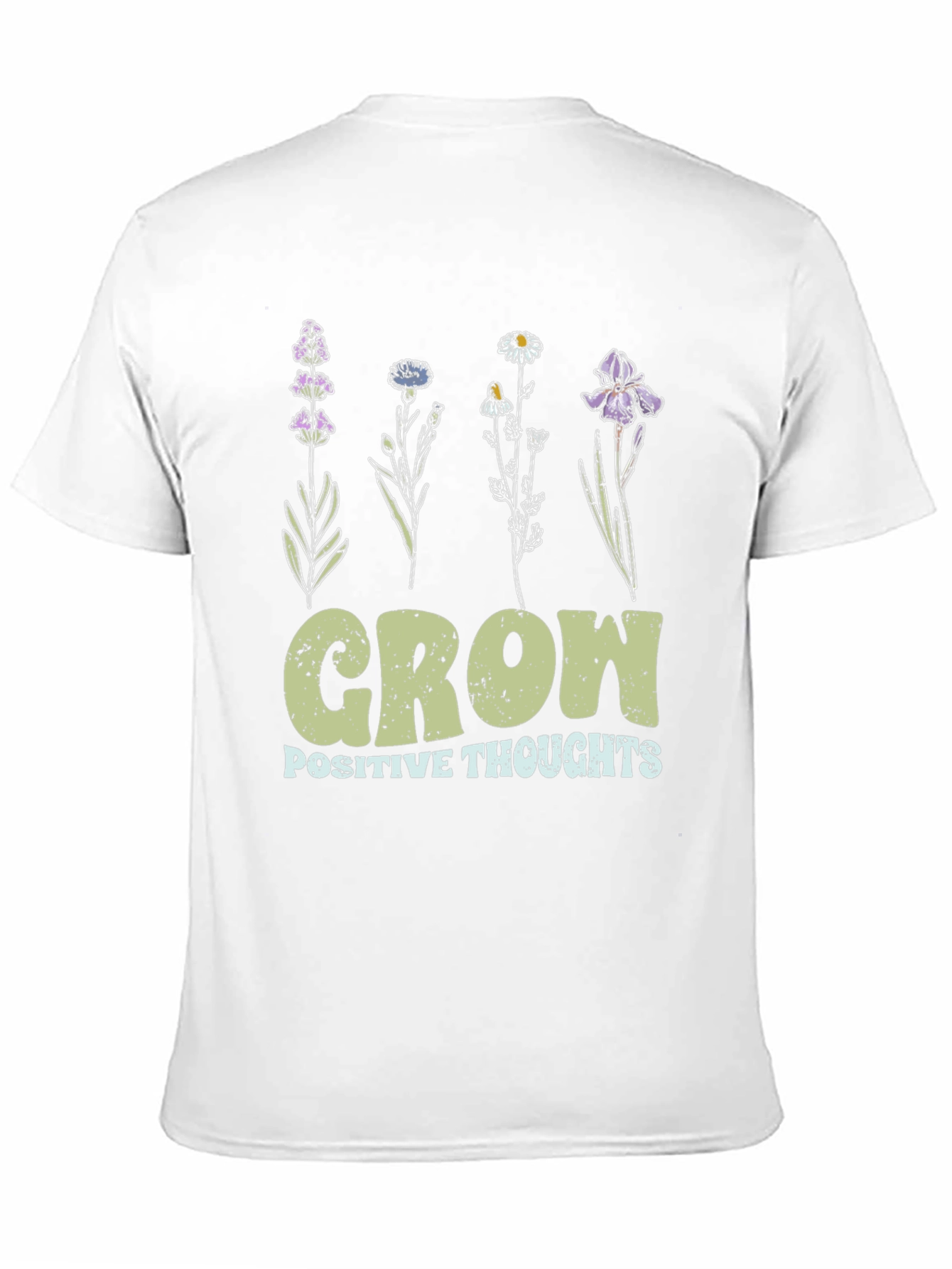 Grow Positive Thoughts Floral Black T-Shirt