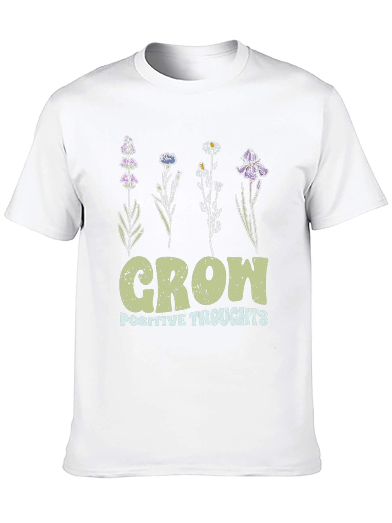 Grow Positive Thoughts Floral Black T-Shirt