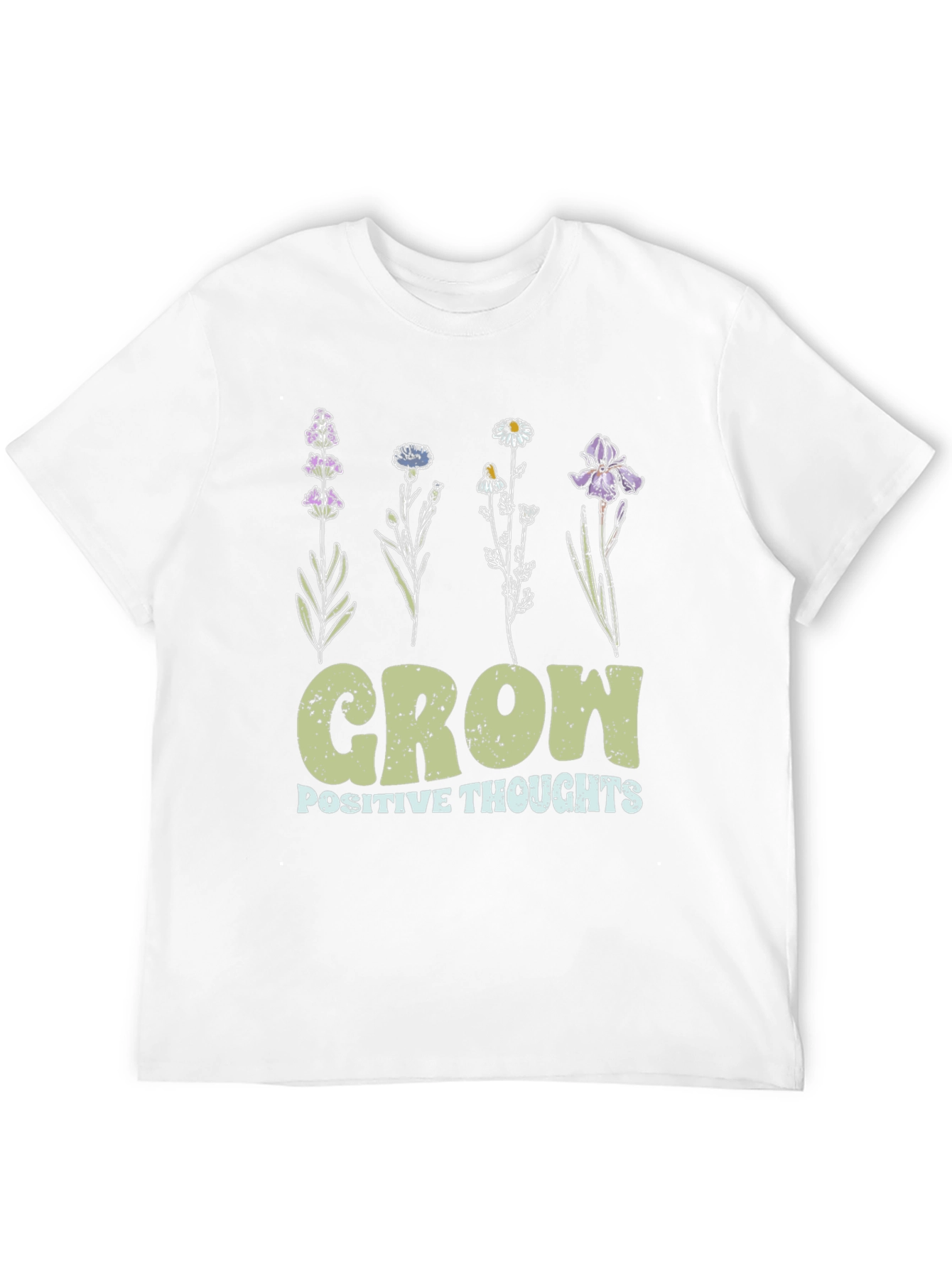 Grow Positive Thoughts Floral Black T-Shirt