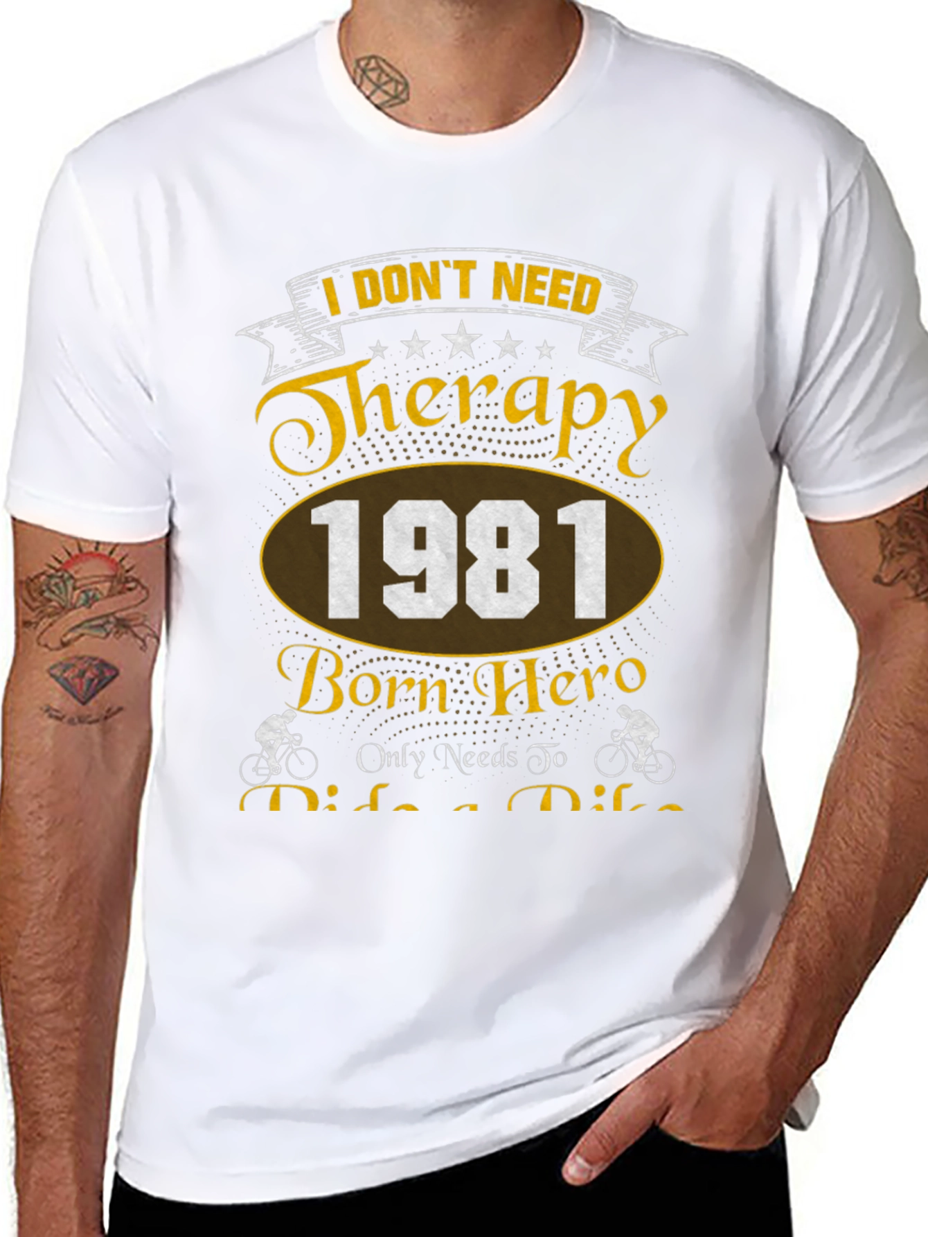 Therapy Bike Ride 1981 Born Hero Black T-Shirt