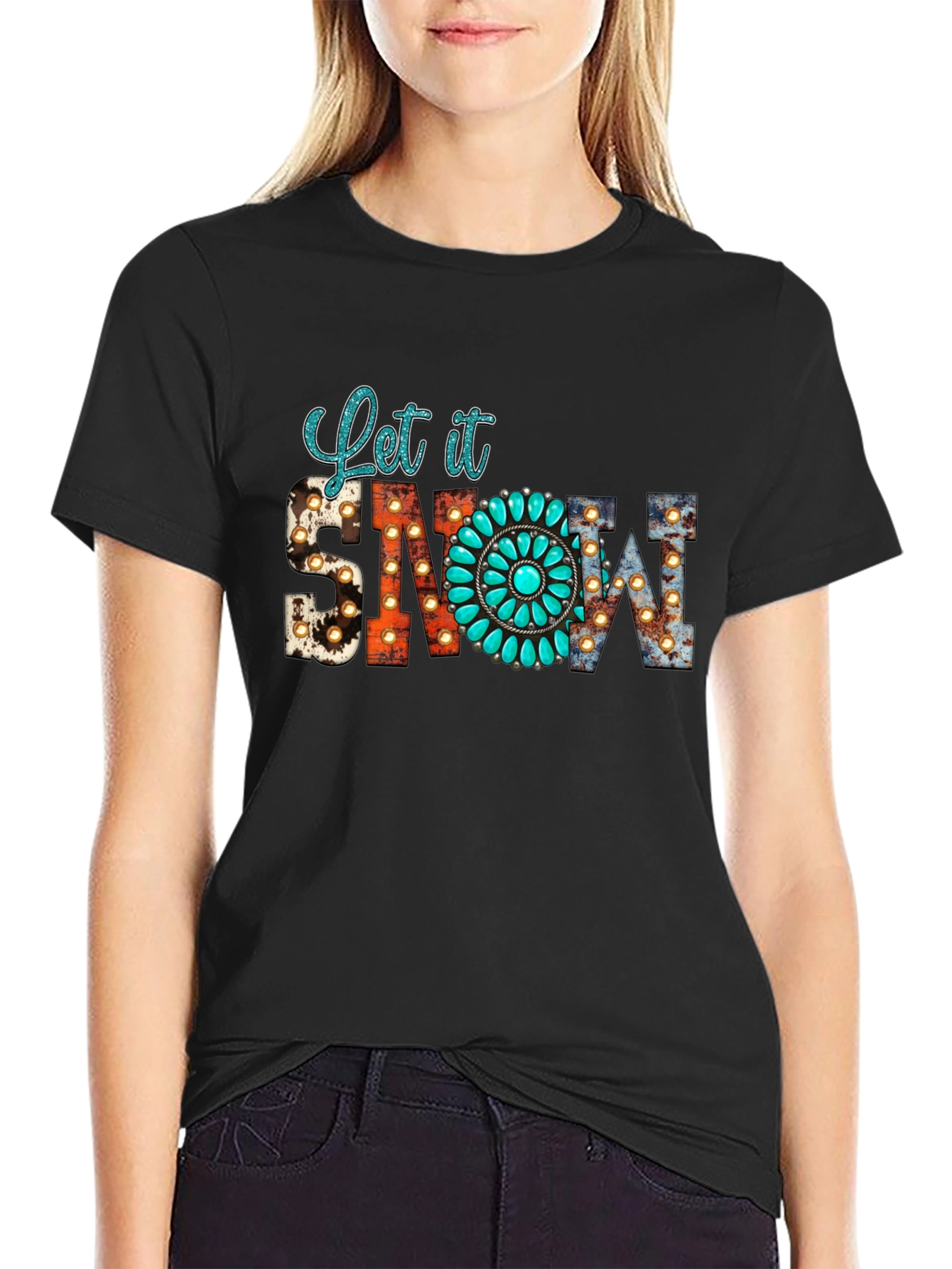Let it Snow Turquoise Graphic Tee
