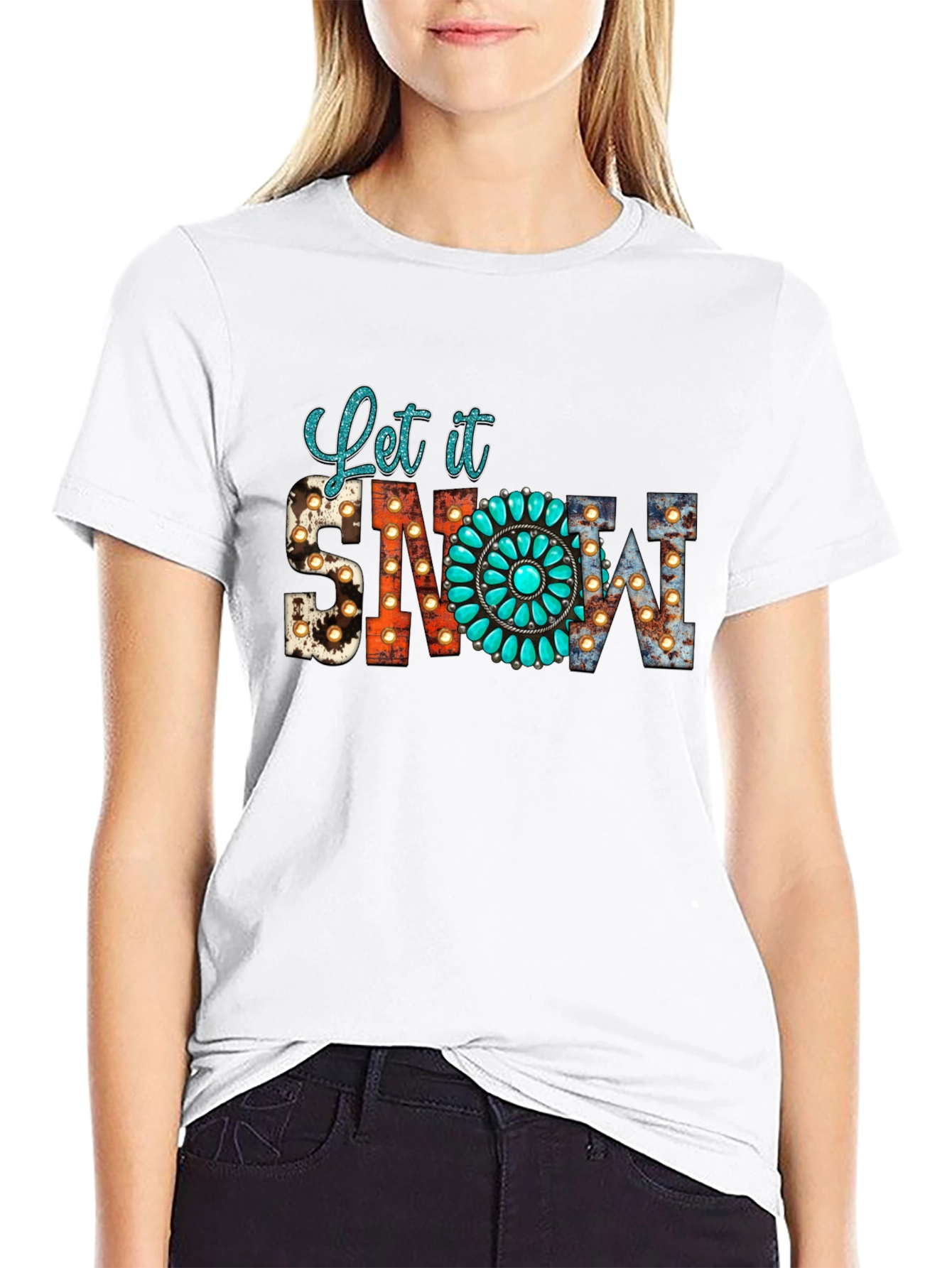 Let it Snow Turquoise Graphic Tee