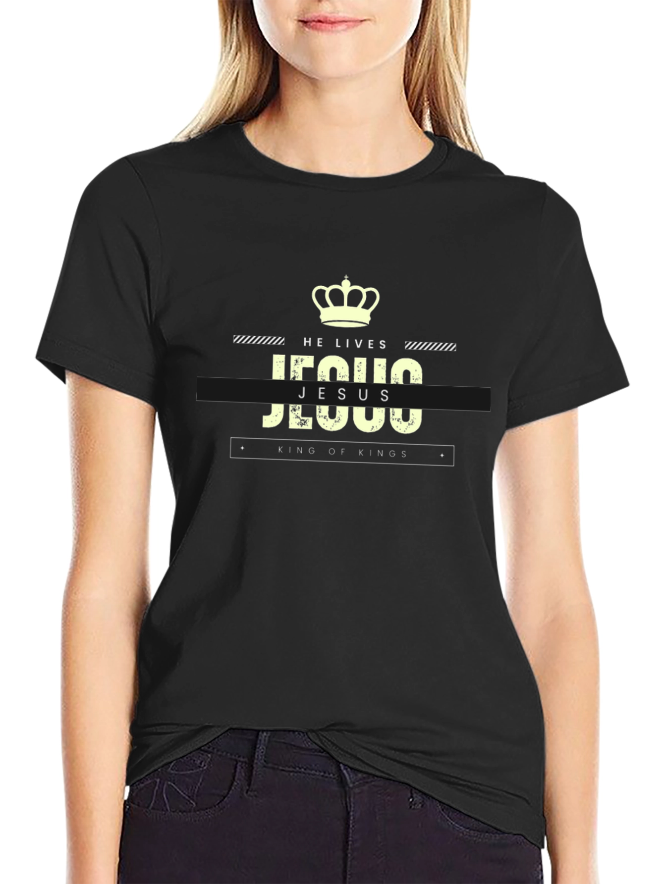 He Lives Jesus King of Kings Black T-Shirt