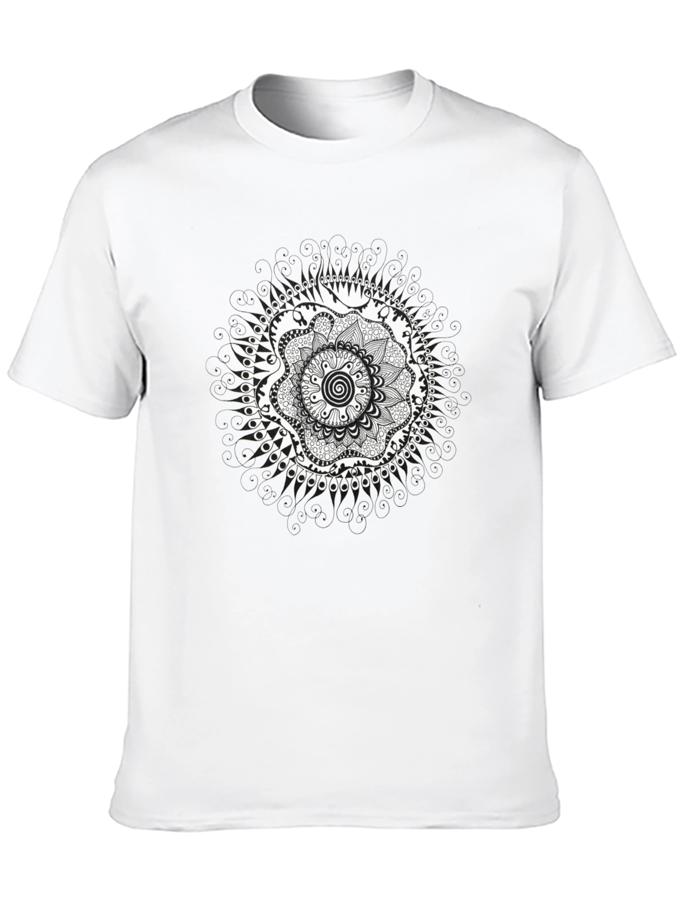 Black T-Shirt with Mandala Design