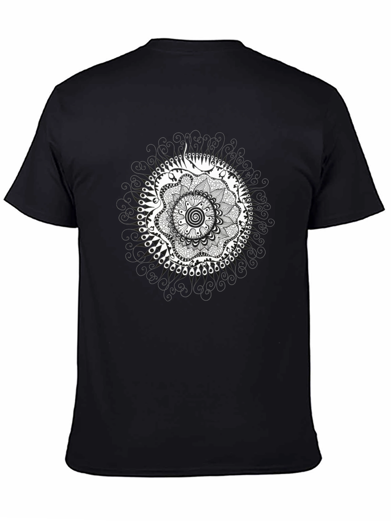 Black T-Shirt with Mandala Design