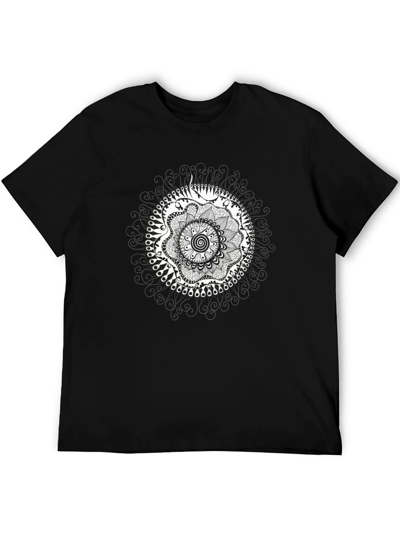 Black T-Shirt with Mandala Design