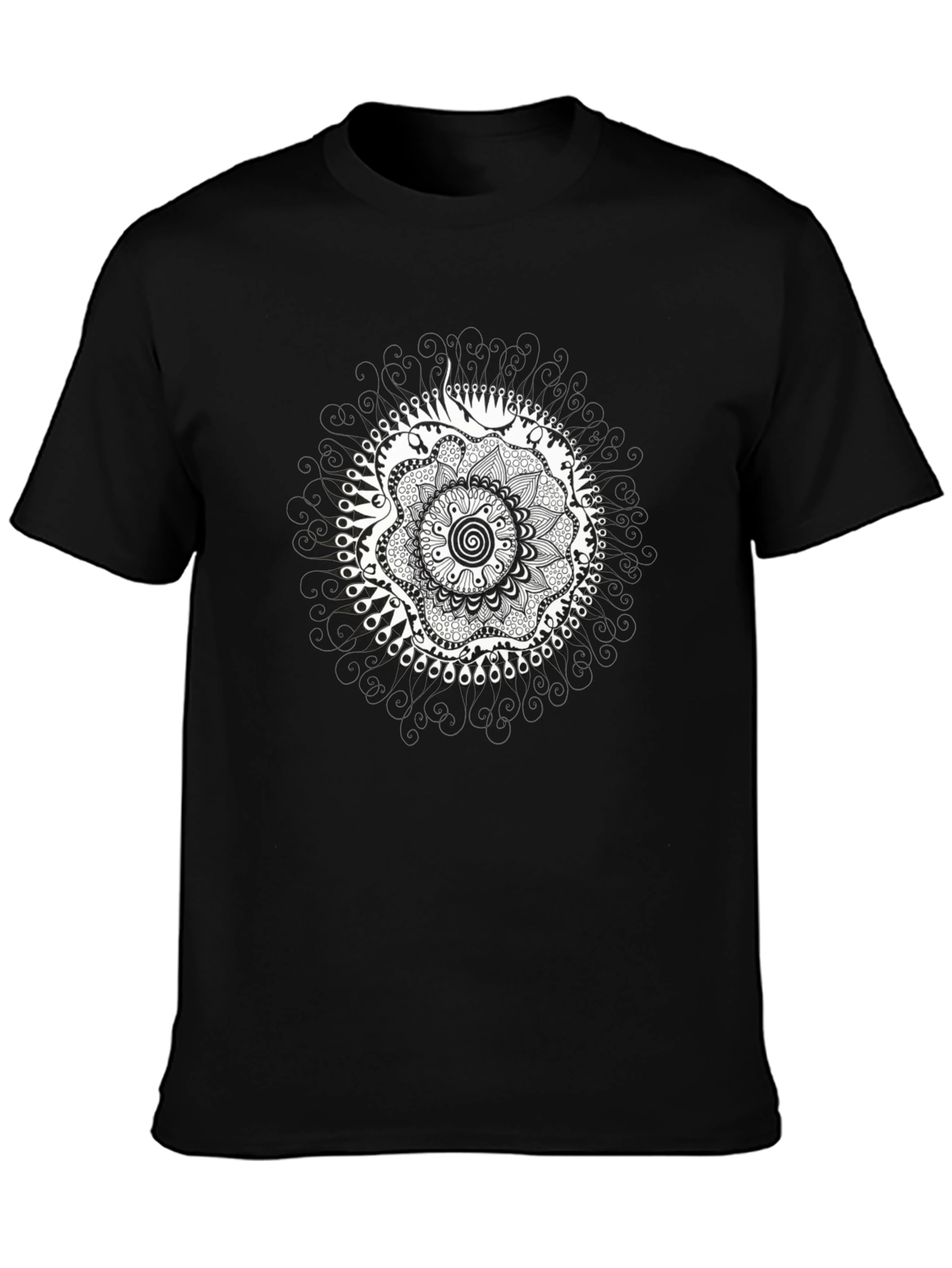 Black T-Shirt with Mandala Design