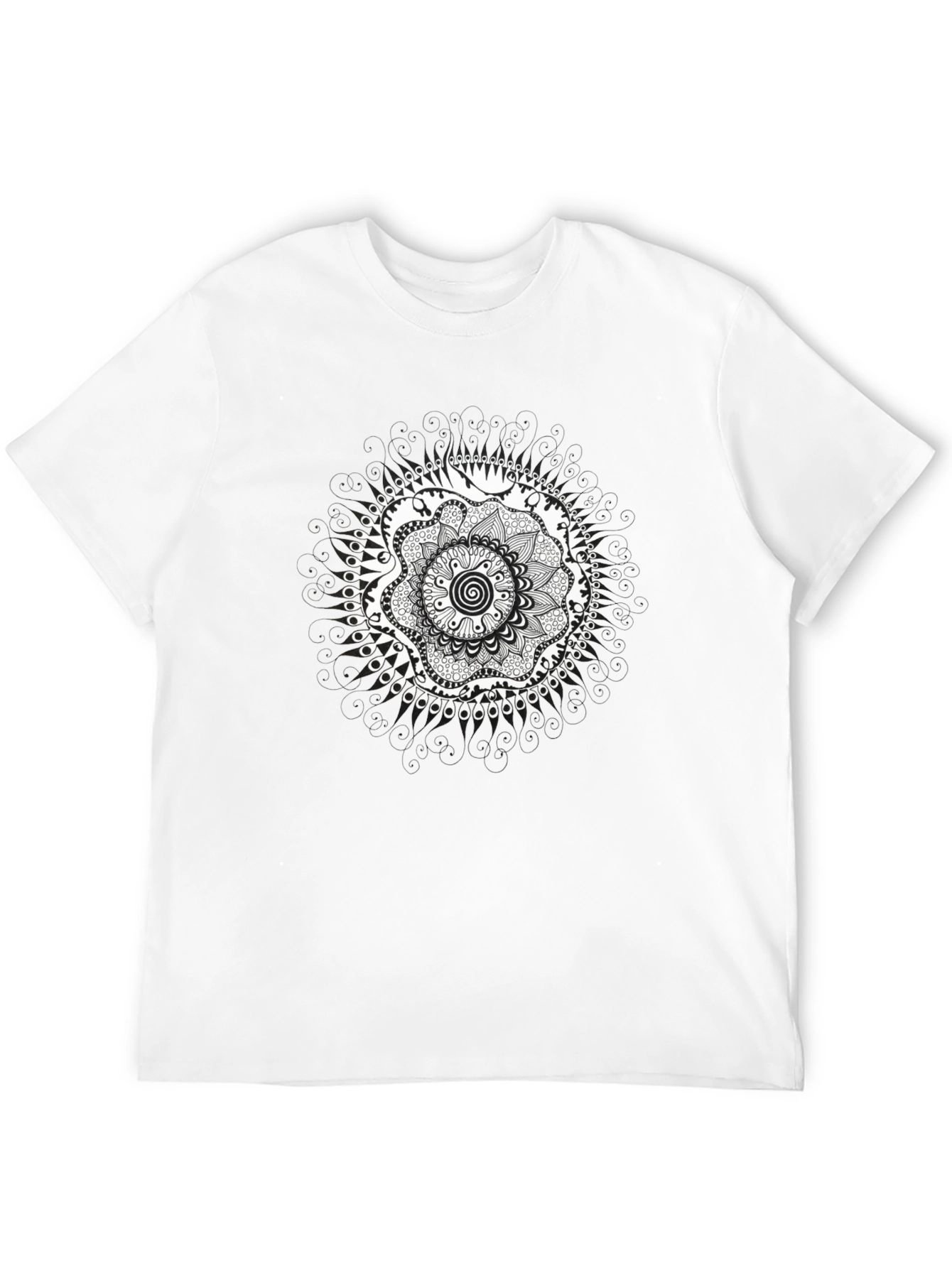 Black T-Shirt with Mandala Design