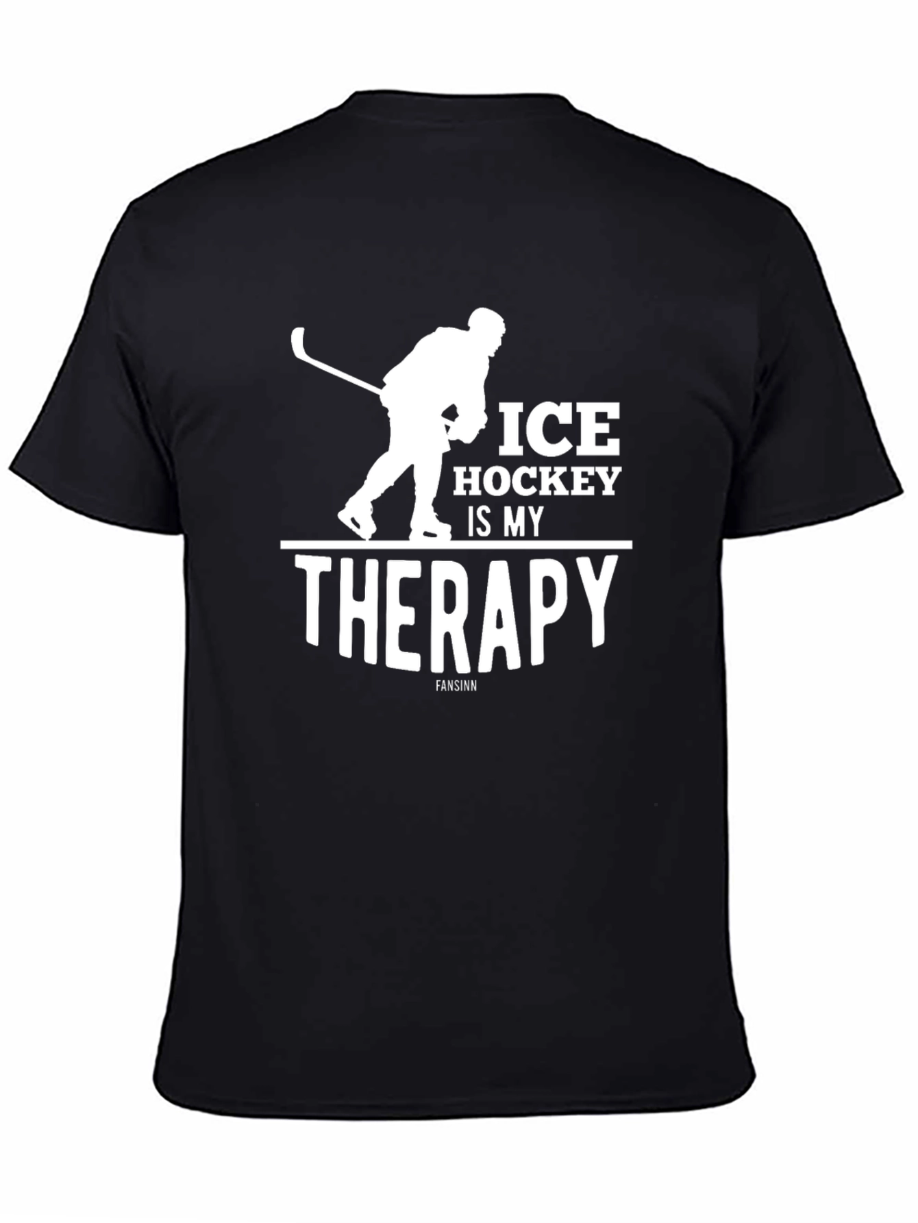 Ice Hockey Is My Therapy Black T-Shirt