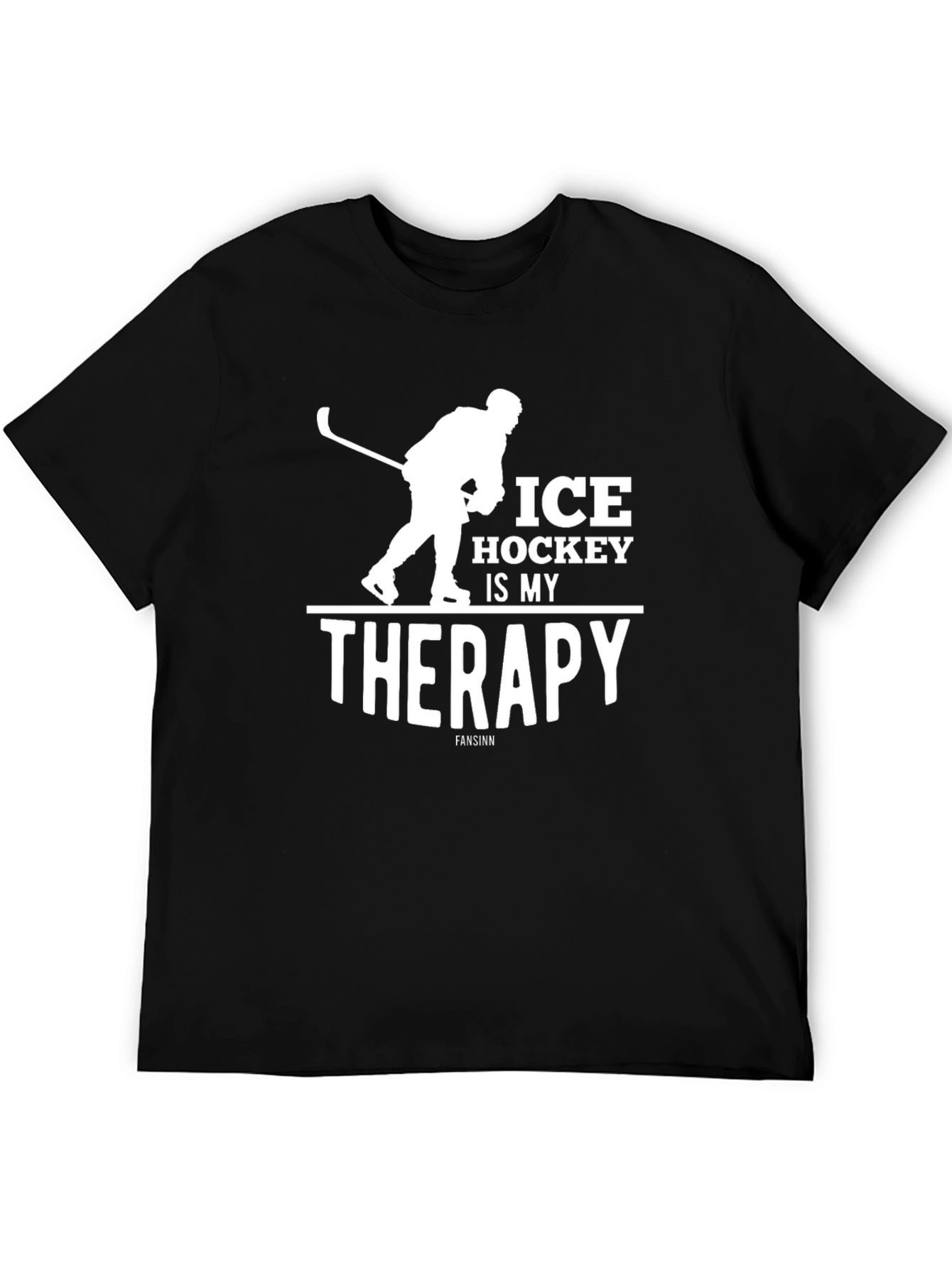 Ice Hockey Is My Therapy Black T-Shirt