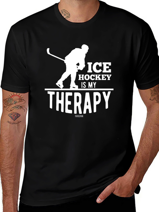 Ice Hockey Is My Therapy Black T-Shirt