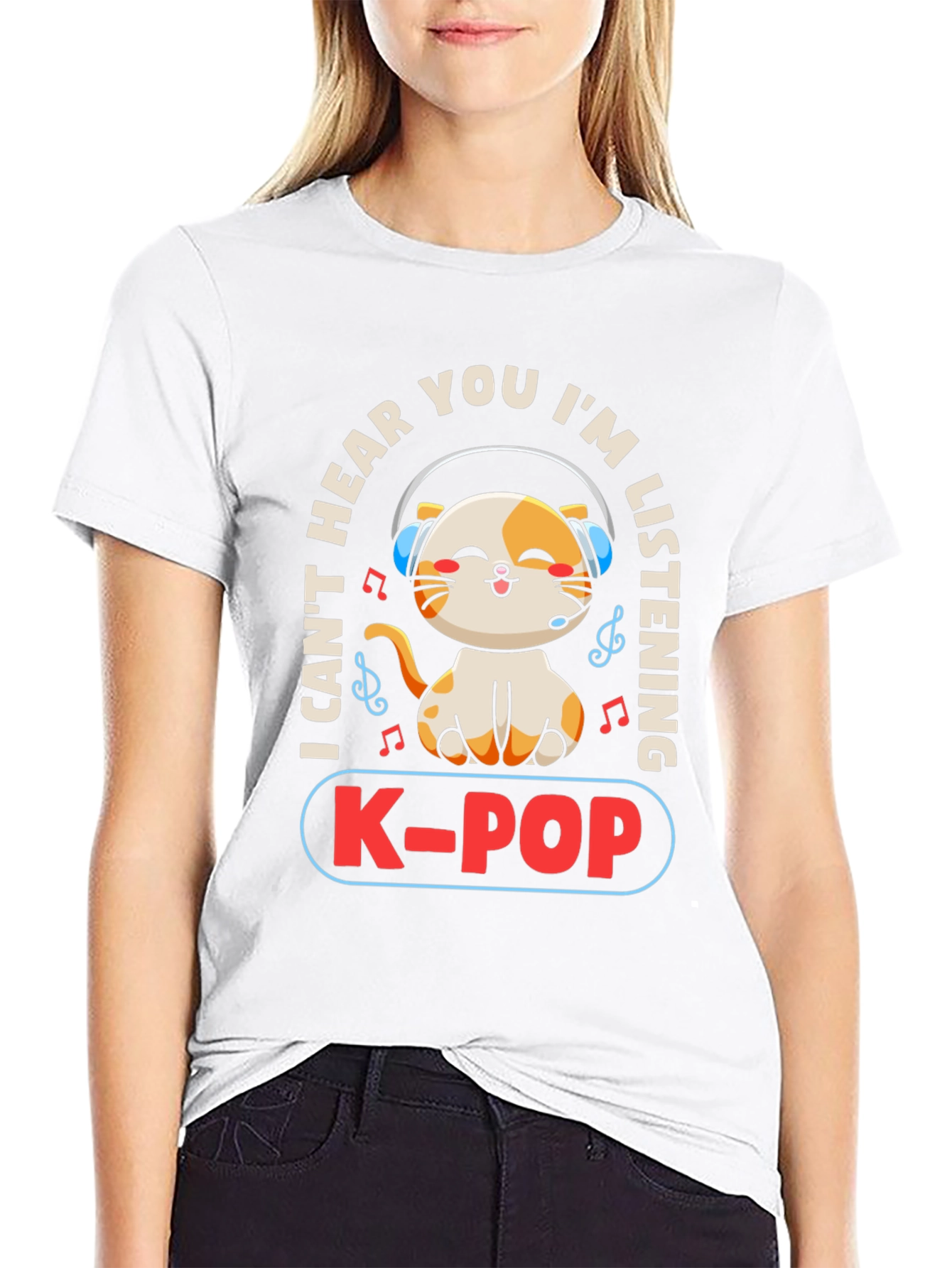 K-POP Cat Lover T-Shirt - I Cant Hear You