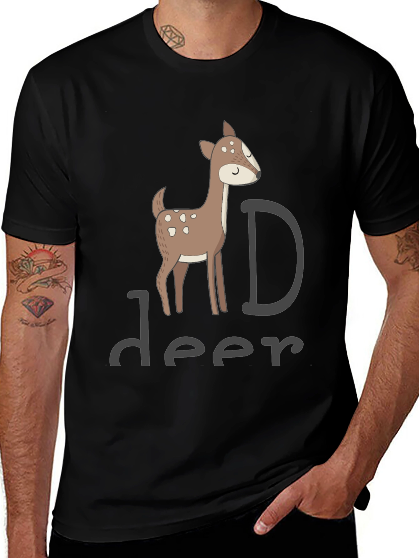 Deer Graphic Black T-Shirt