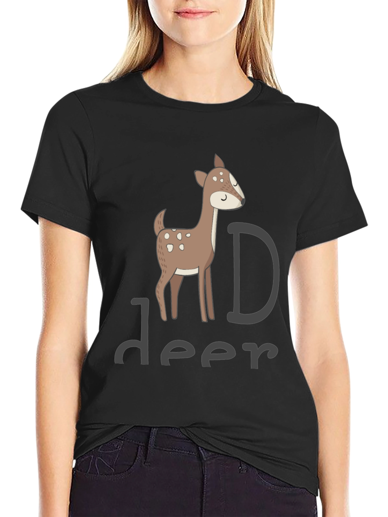 Deer Graphic Black T-Shirt