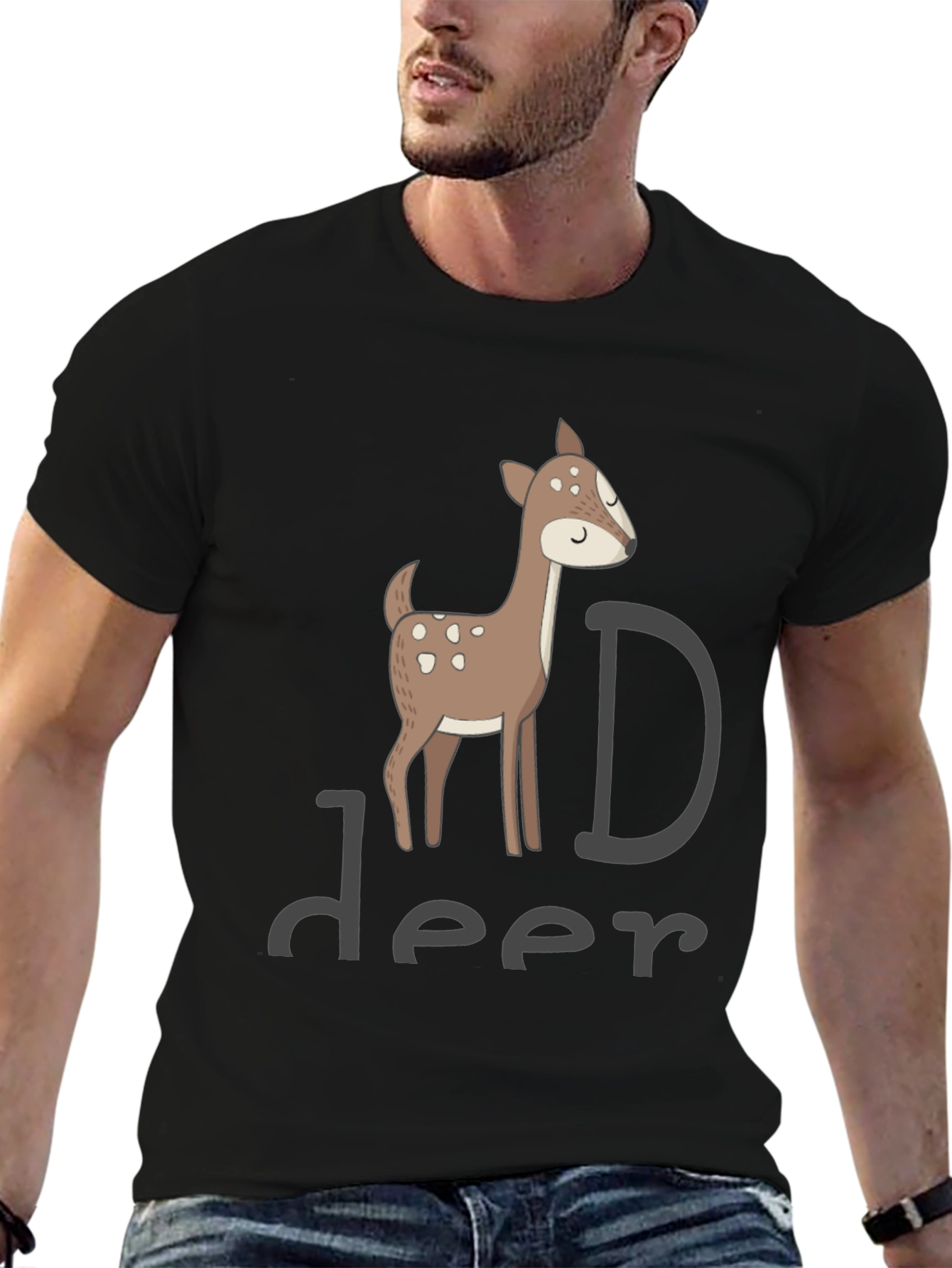 Deer Graphic Black T-Shirt