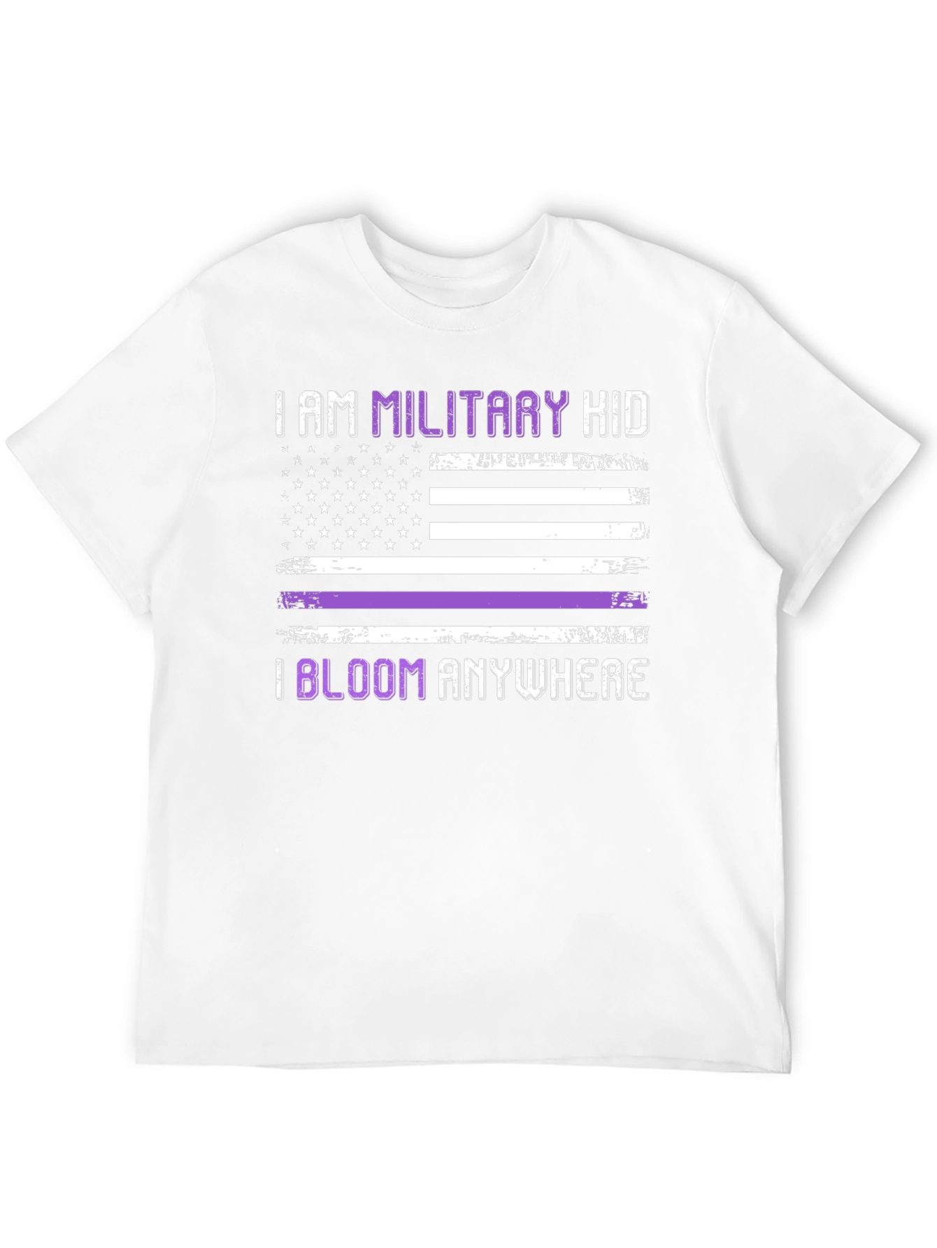 Military Kid Purple Stripe USA Flag Graphic Tee