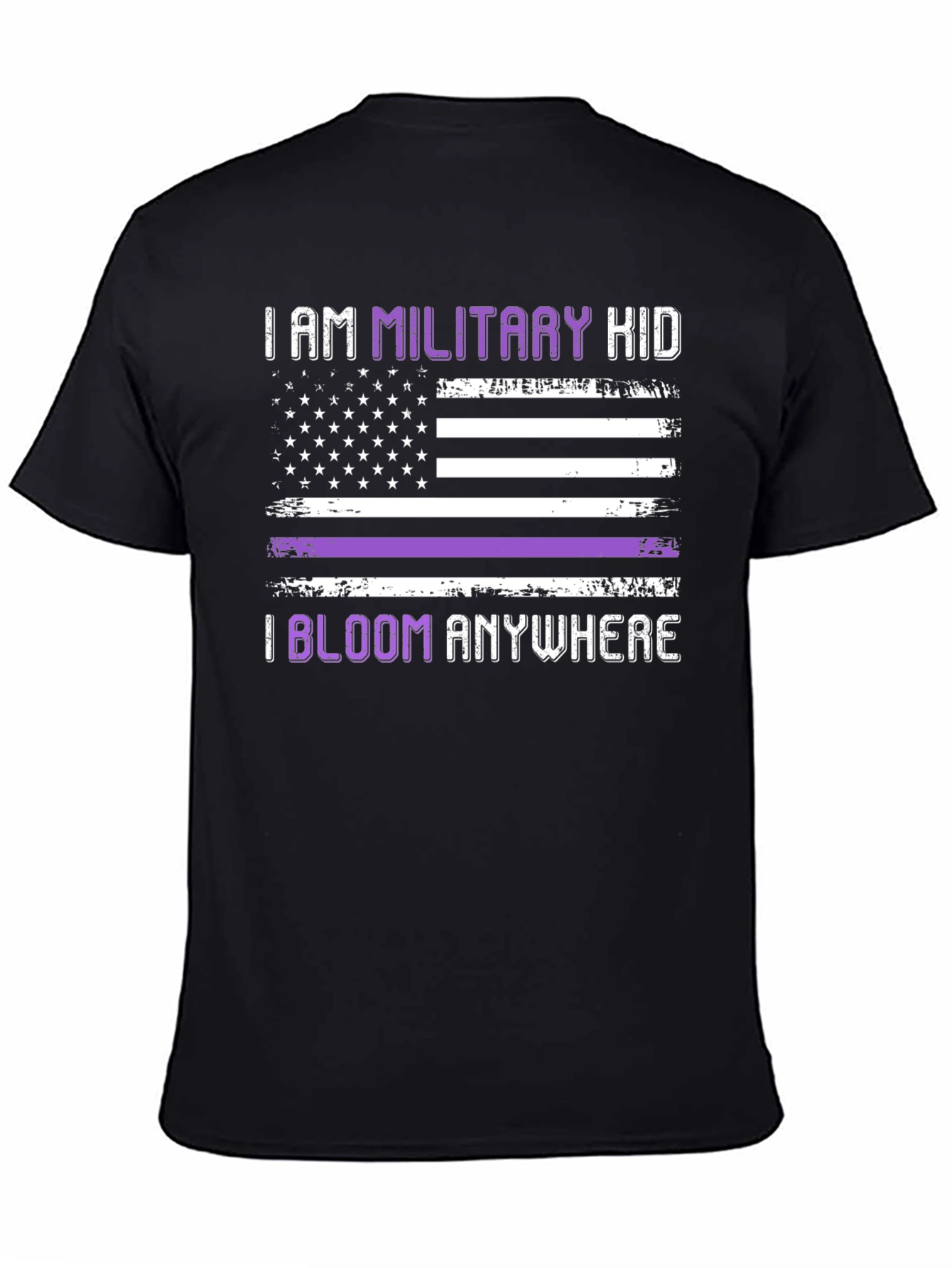 Military Kid Purple Stripe USA Flag Graphic Tee