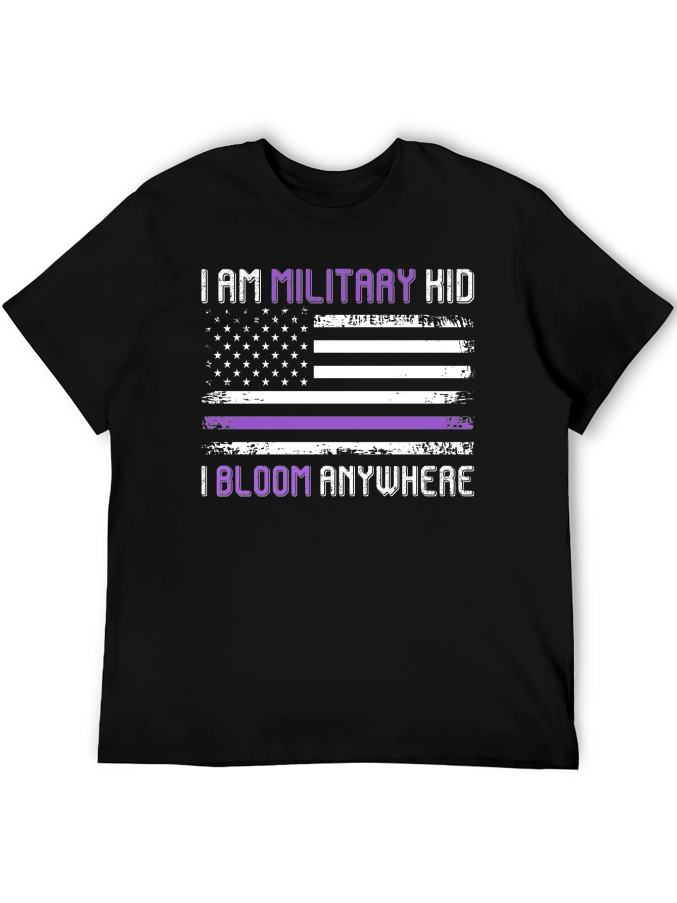 Military Kid Purple Stripe USA Flag Graphic Tee