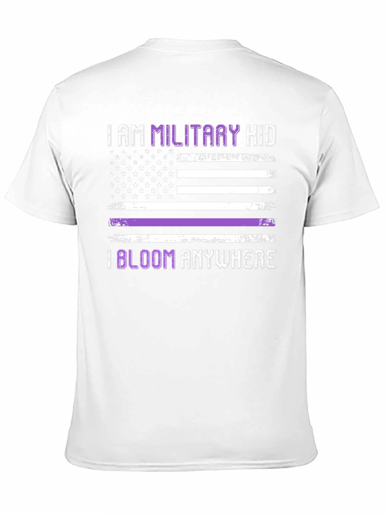 Military Kid Purple Stripe USA Flag Graphic Tee