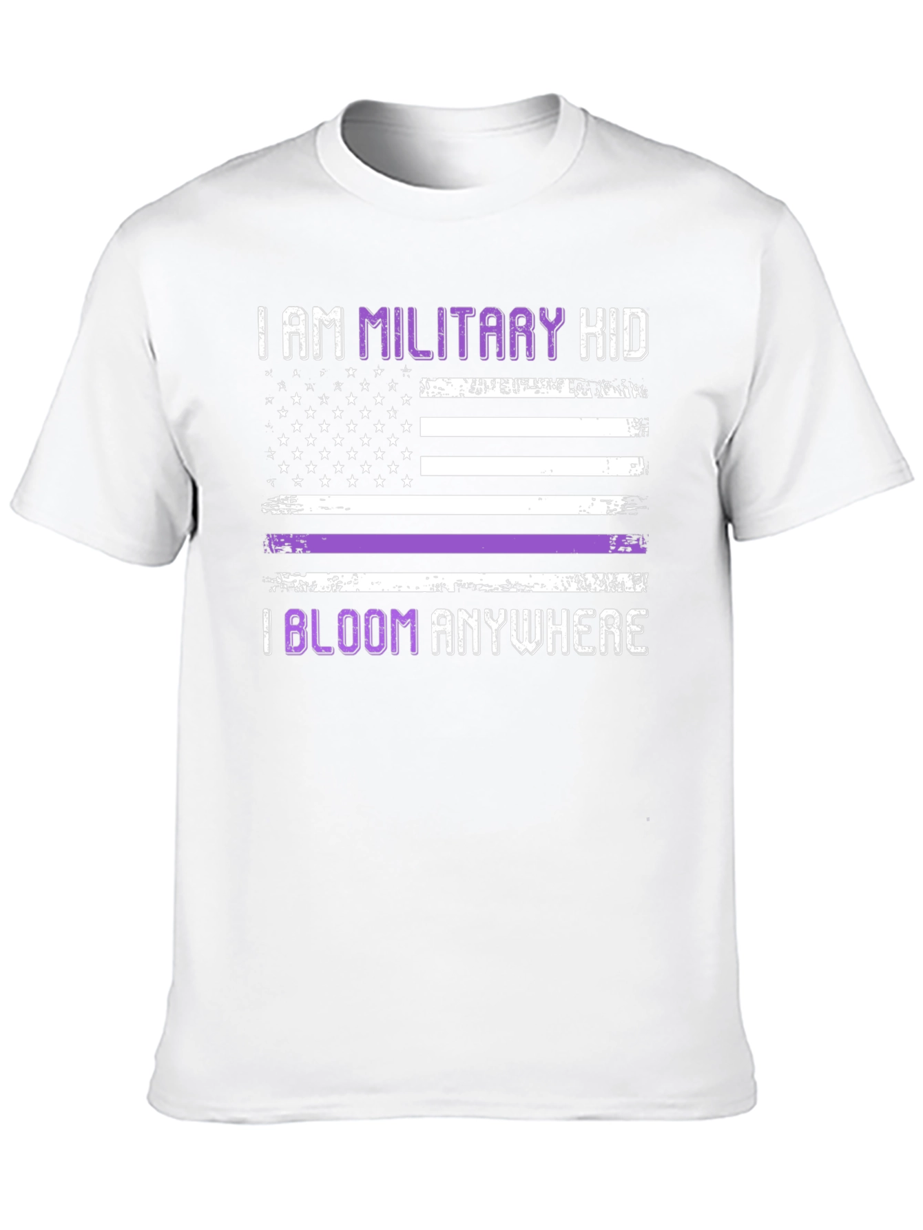 Military Kid Purple Stripe USA Flag Graphic Tee